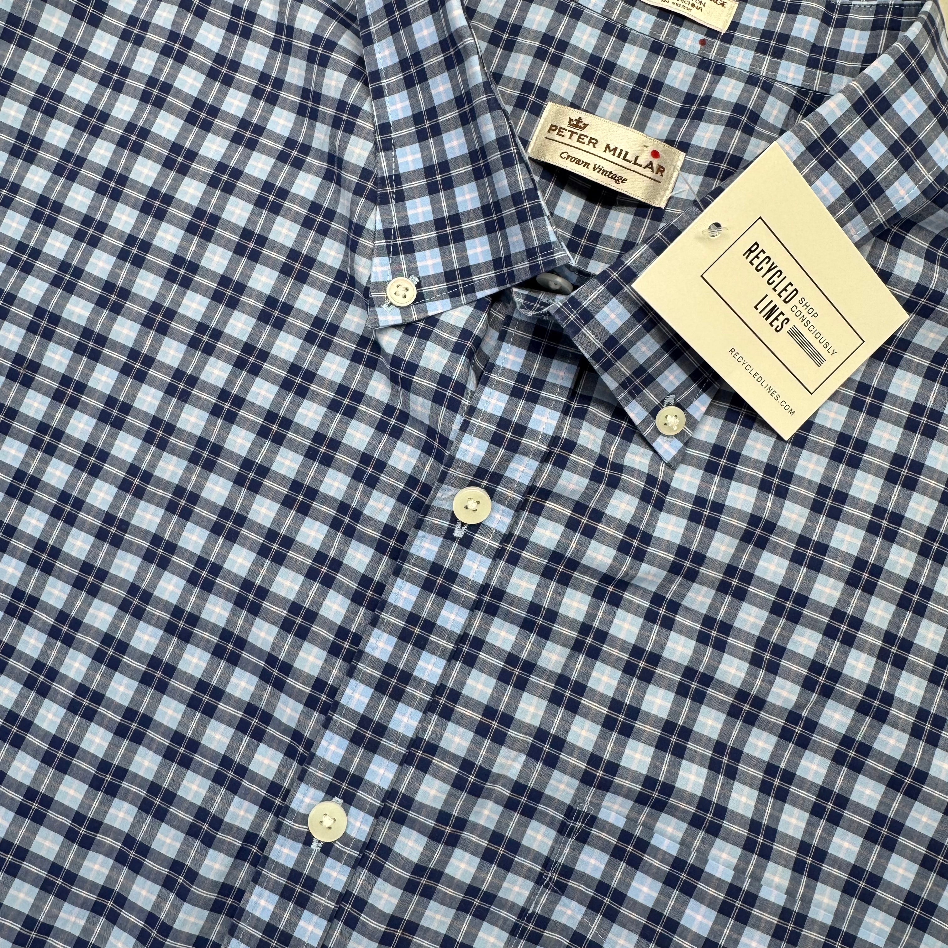 Peter Millar Button Down, Navy/Blue Mens Size XXL