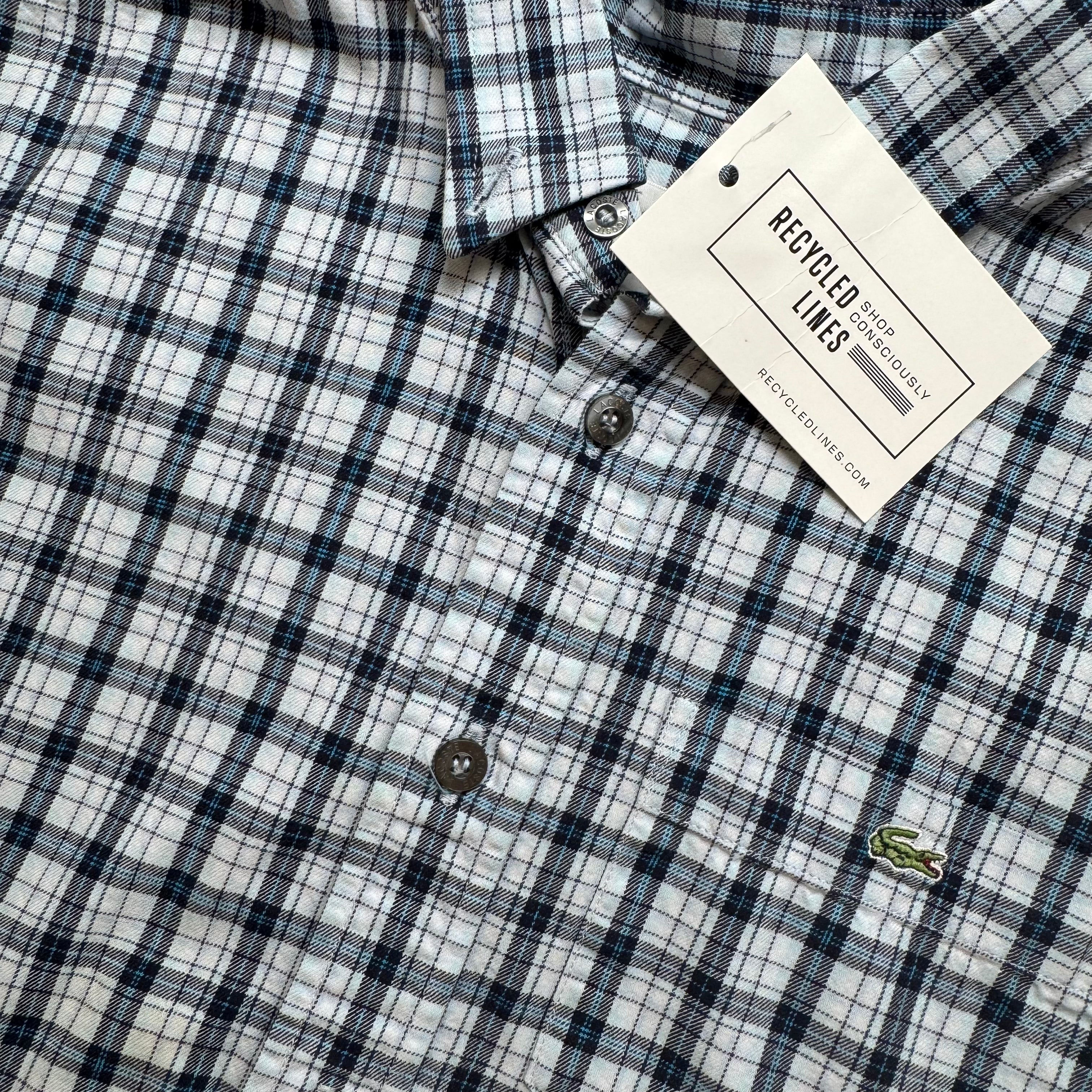 Lacoste Button Down, Blue Plaid Boys Size 10 in excellent condition — Recycled Lines, Fairfield CT | Premium Sustainable Consignment