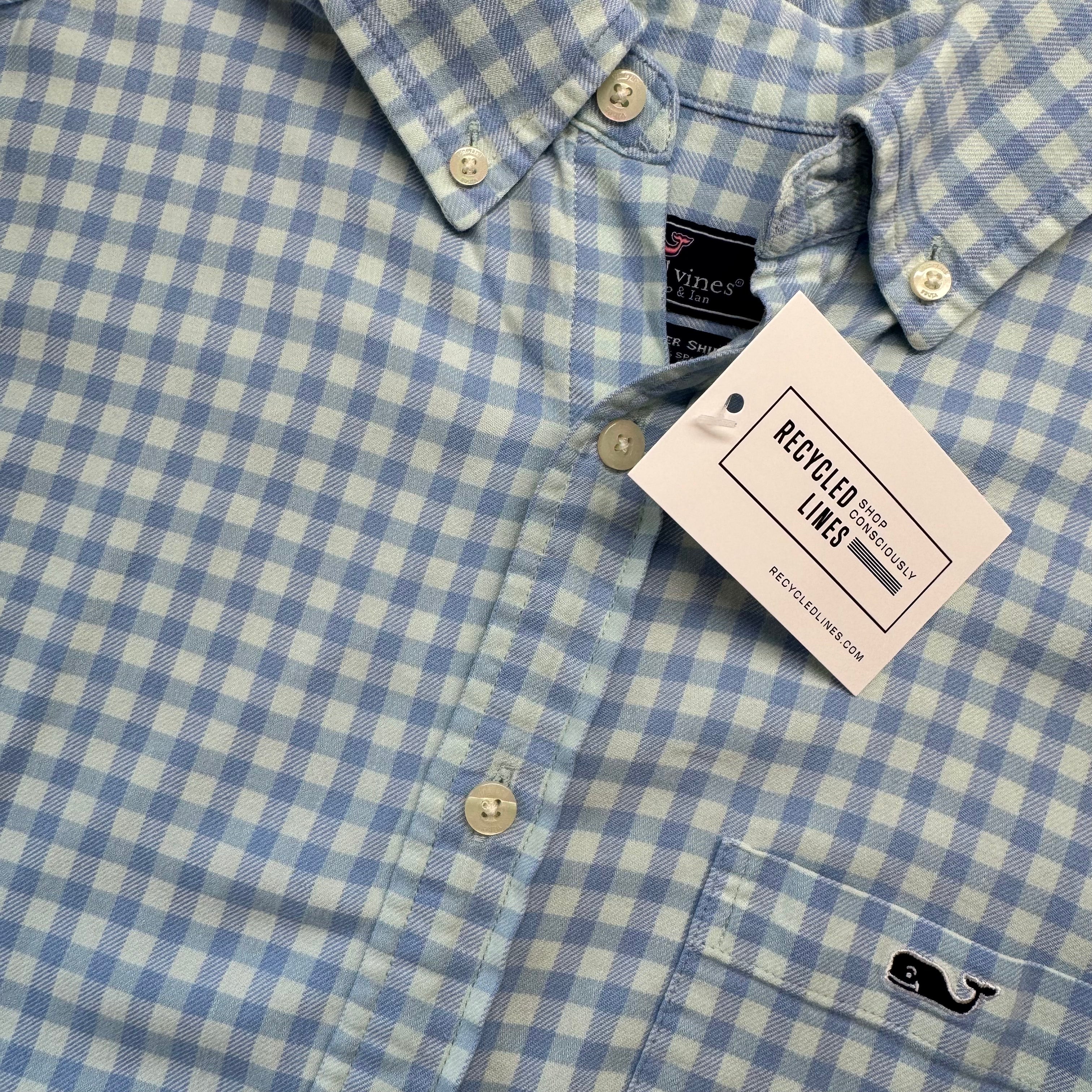 Vineyard Vines Button Down, Mint/Blue Mens Size XS — Recycled Lines Premium Consignment