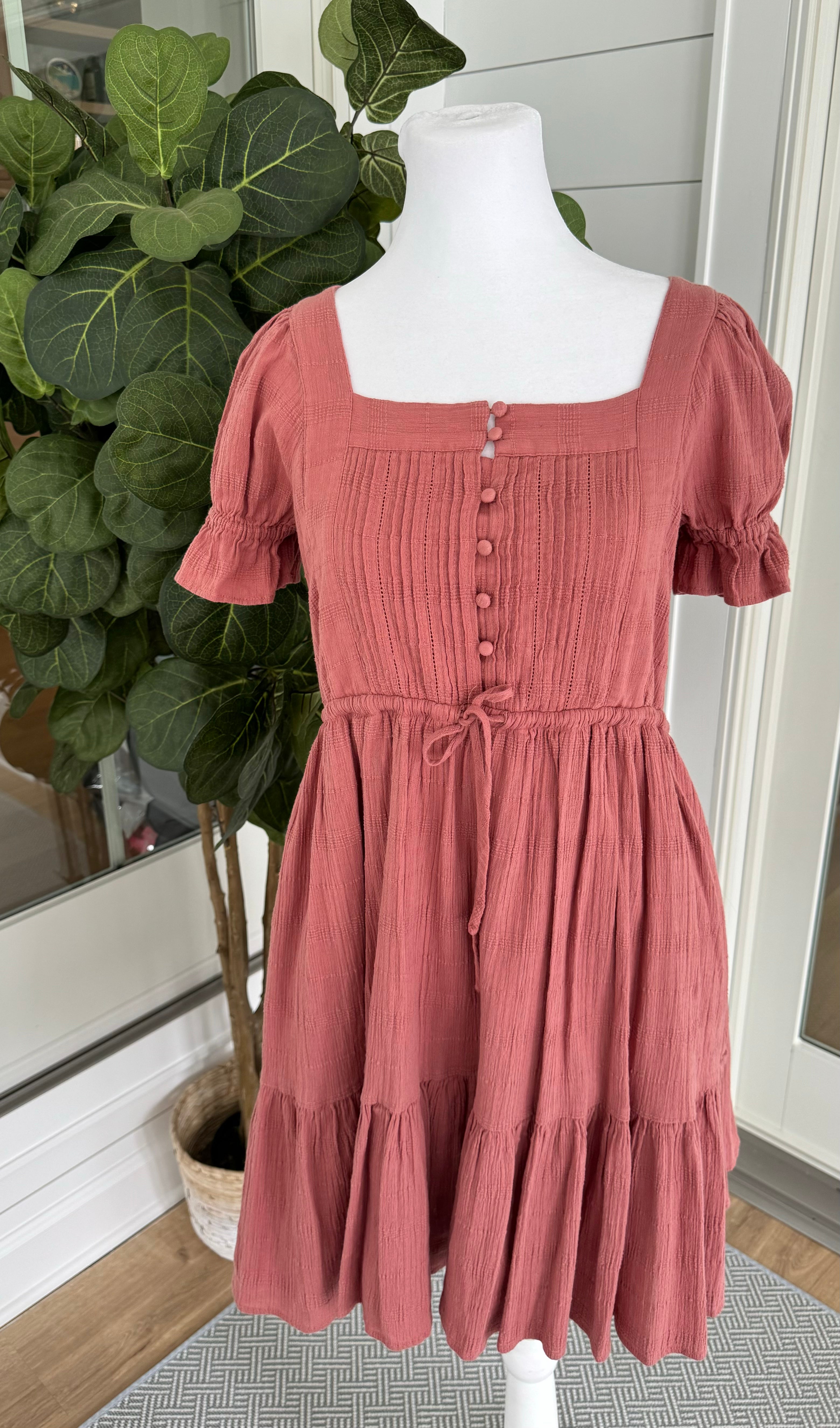 Madewell Babydoll Dress, Dusty Rose Womens Size XXS