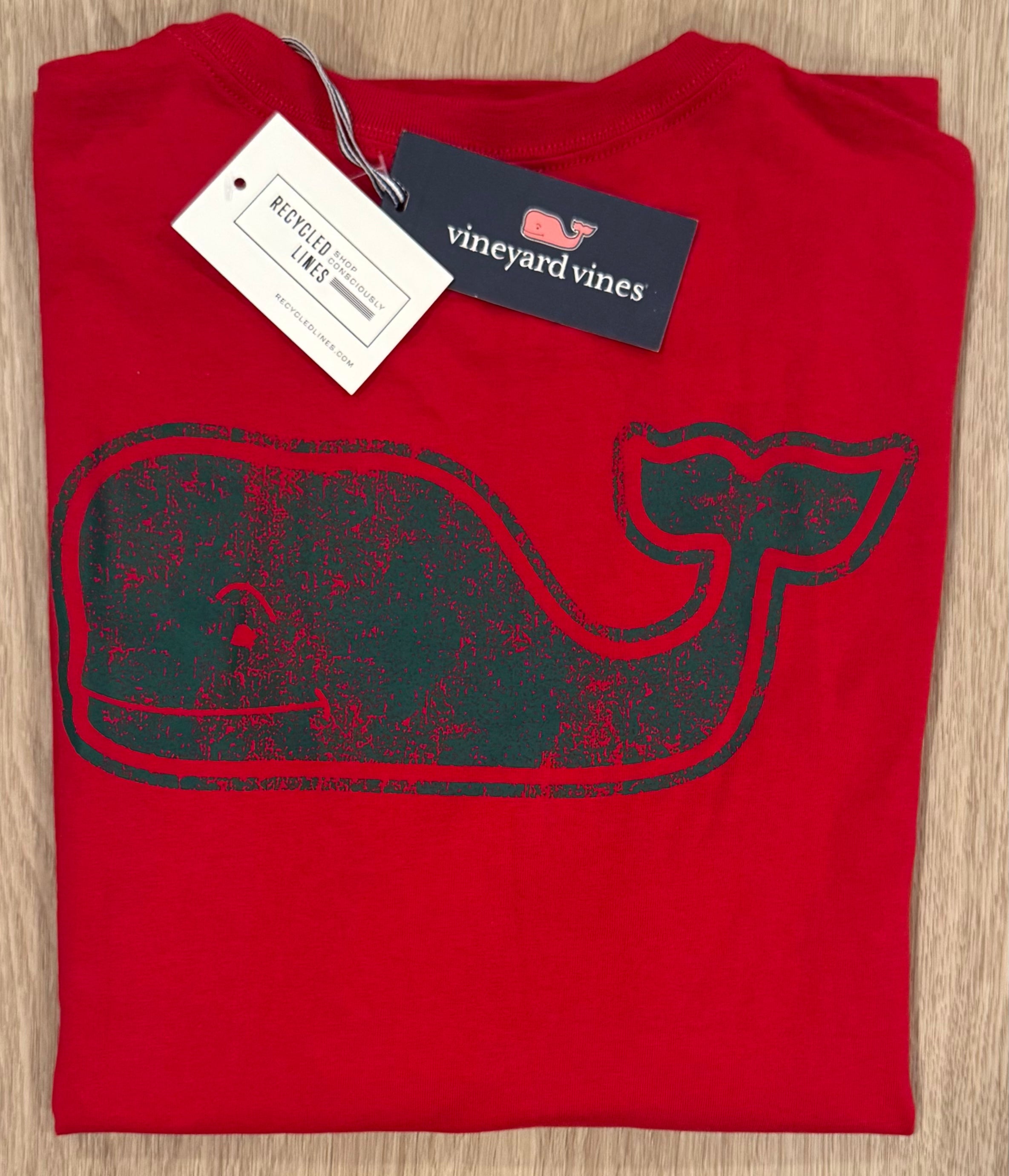 Vineyard Vines NWT Whale Tee, Red/Green Mens Size M