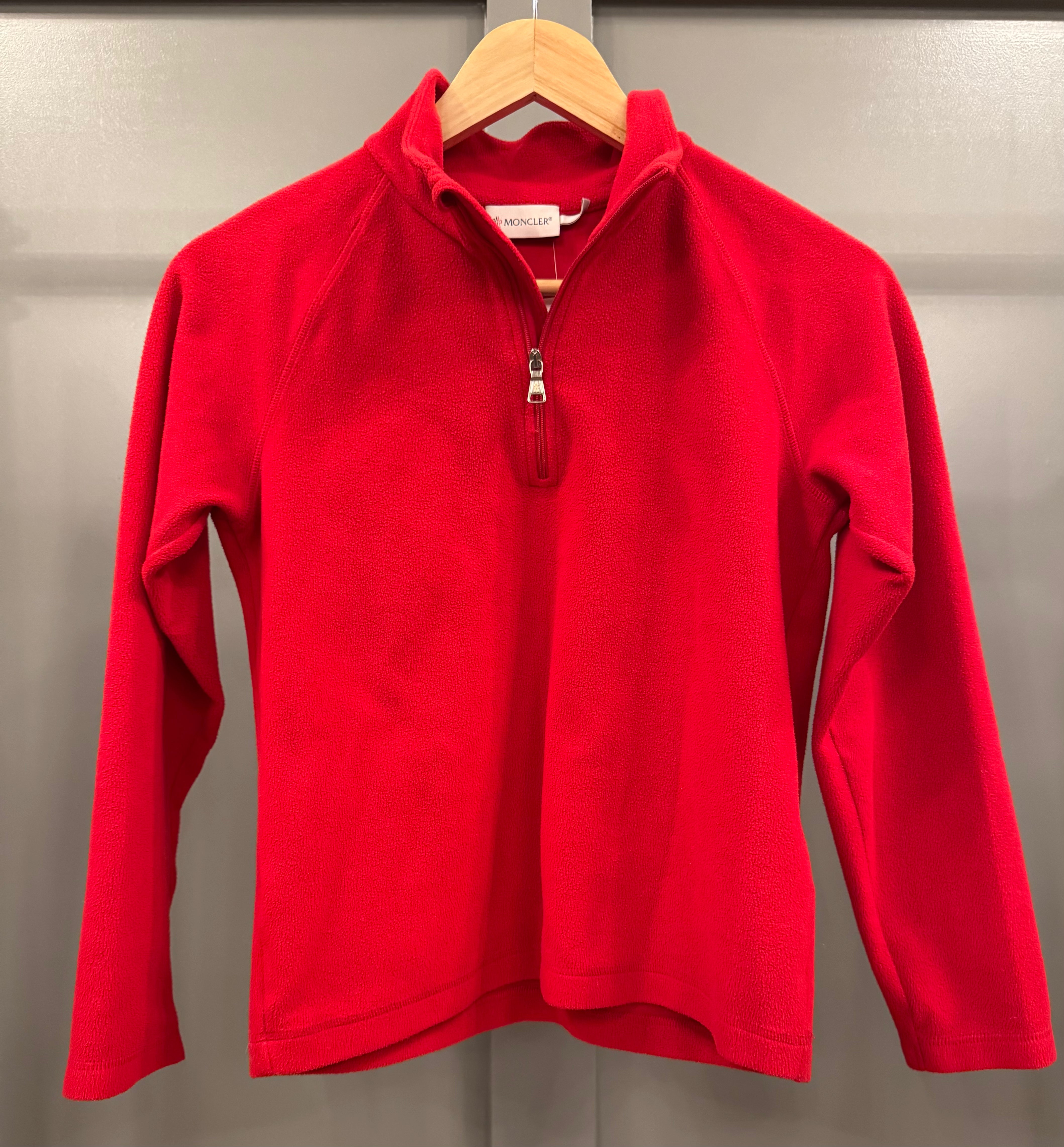 Moncler 1/4 Zip Fleece Pullover, Red Boys Size 12 (152cm)