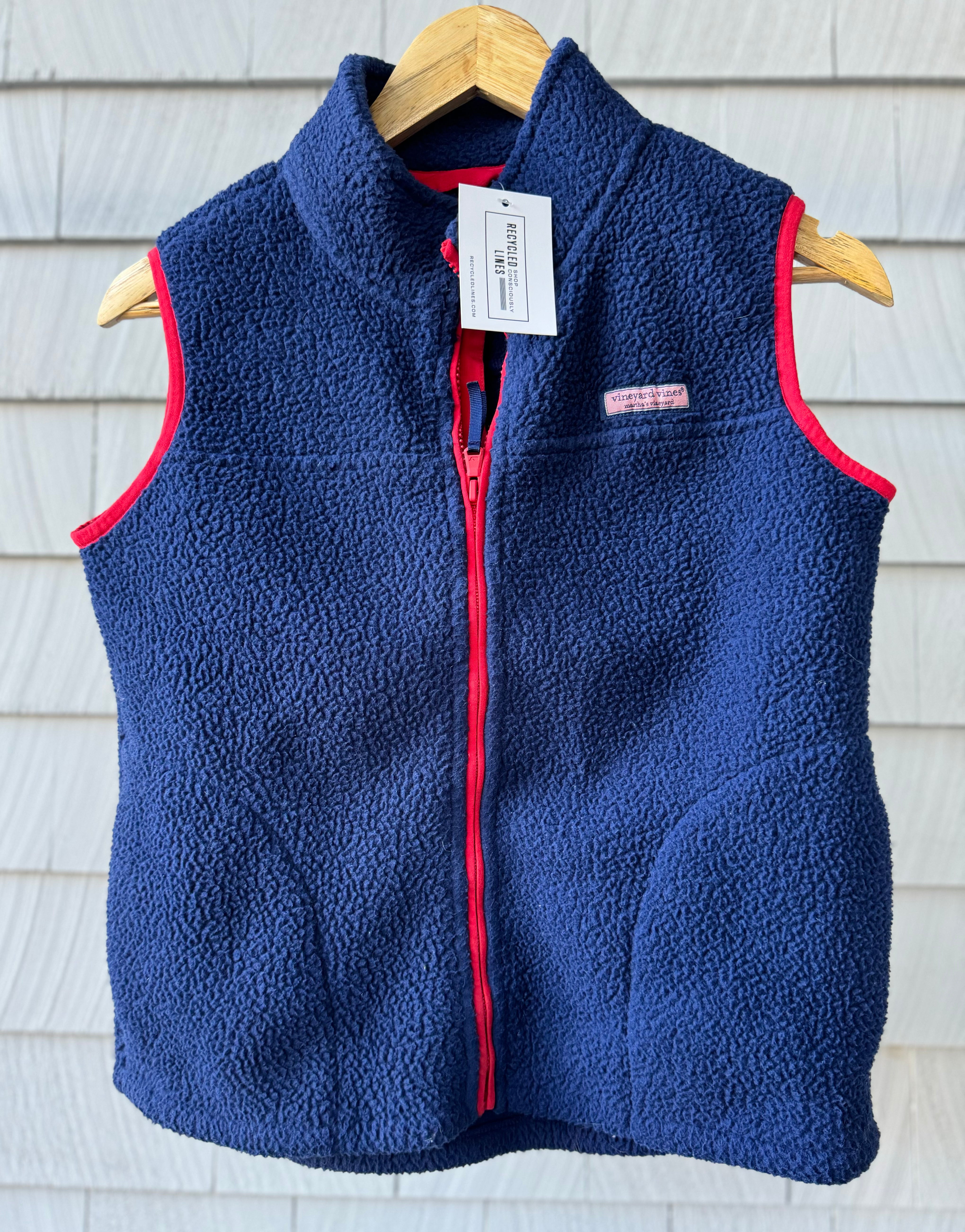 Vineyard Vines Fleece Vest, Red/Navy Boys Size L (16/18)