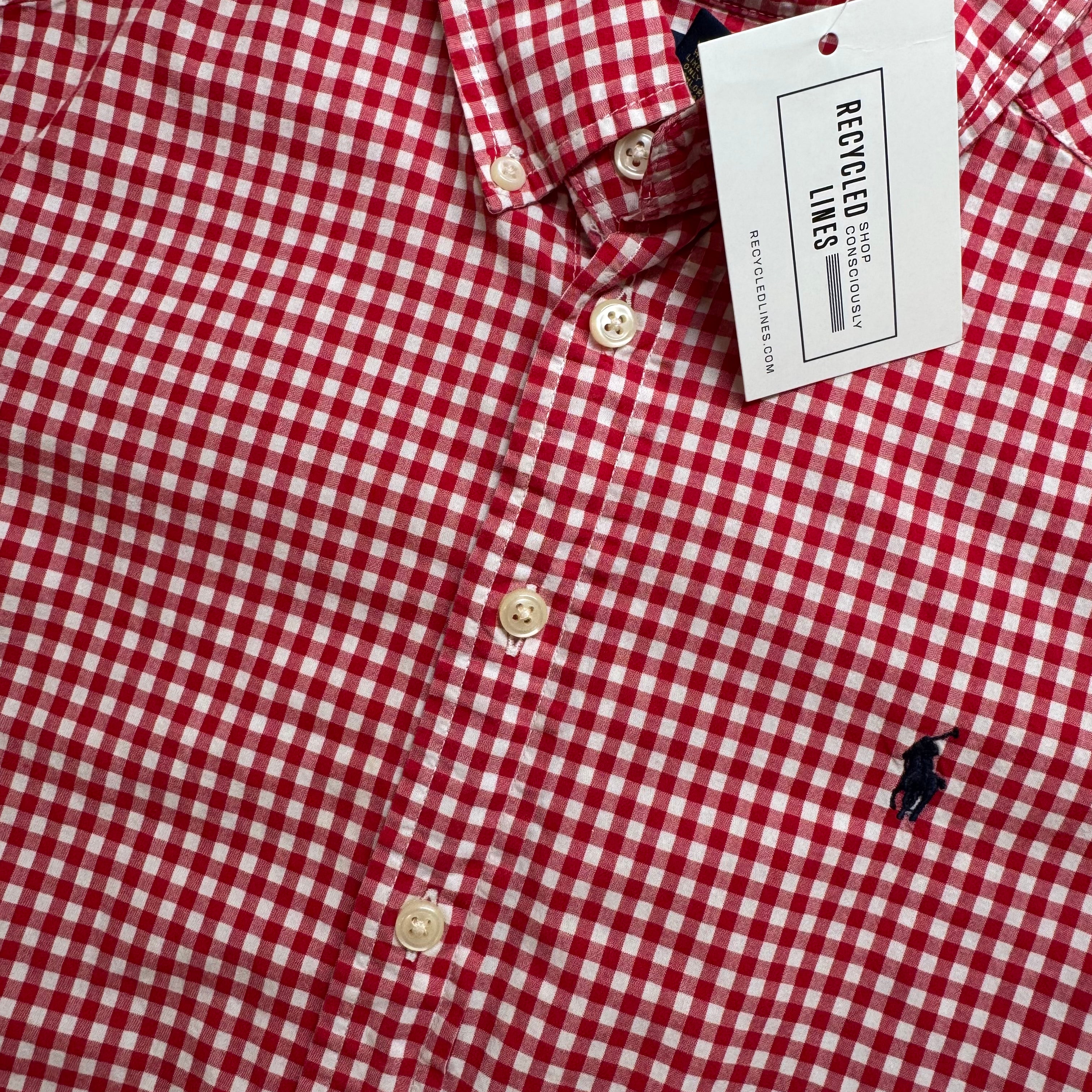 Ralph Lauren Gingham Button Down, Red Boys Size M (10/12) in excellent condition — Recycled Lines, Fairfield CT | Premium Sustainable Consignment