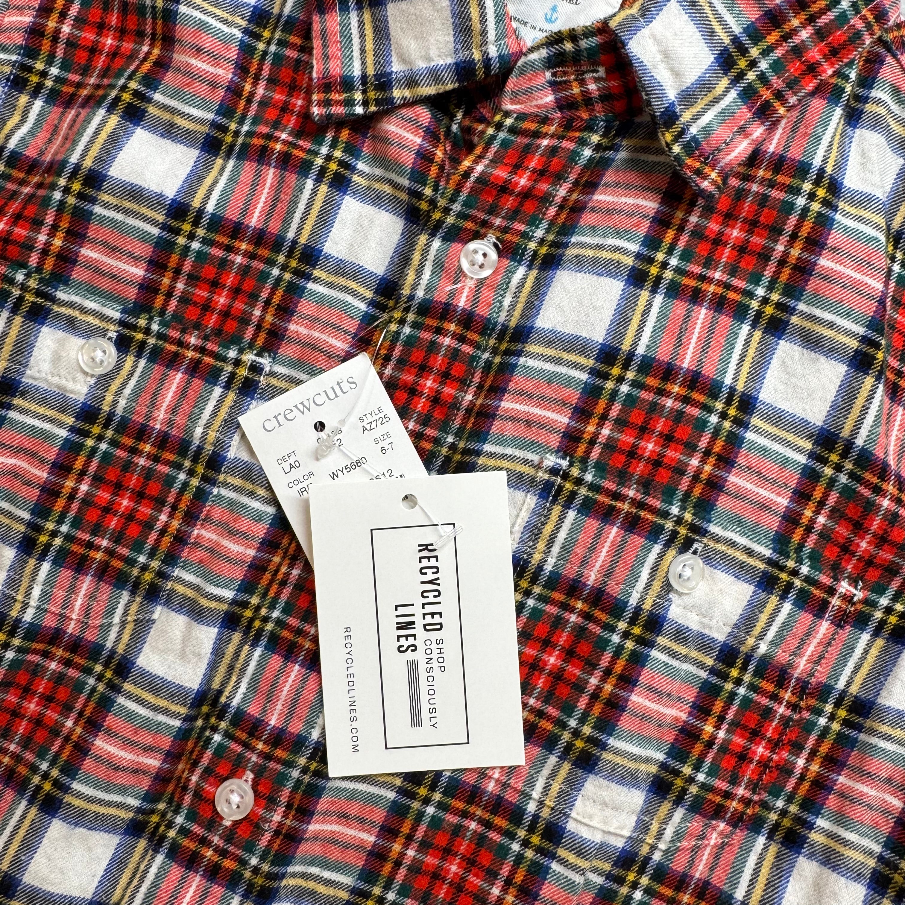 Crewcuts NWT Flannel Plaid Button Down, Red/Cream Boys Size 6/7 in new with tags — Recycled Lines, Fairfield CT | Premium Sustainable Consignment