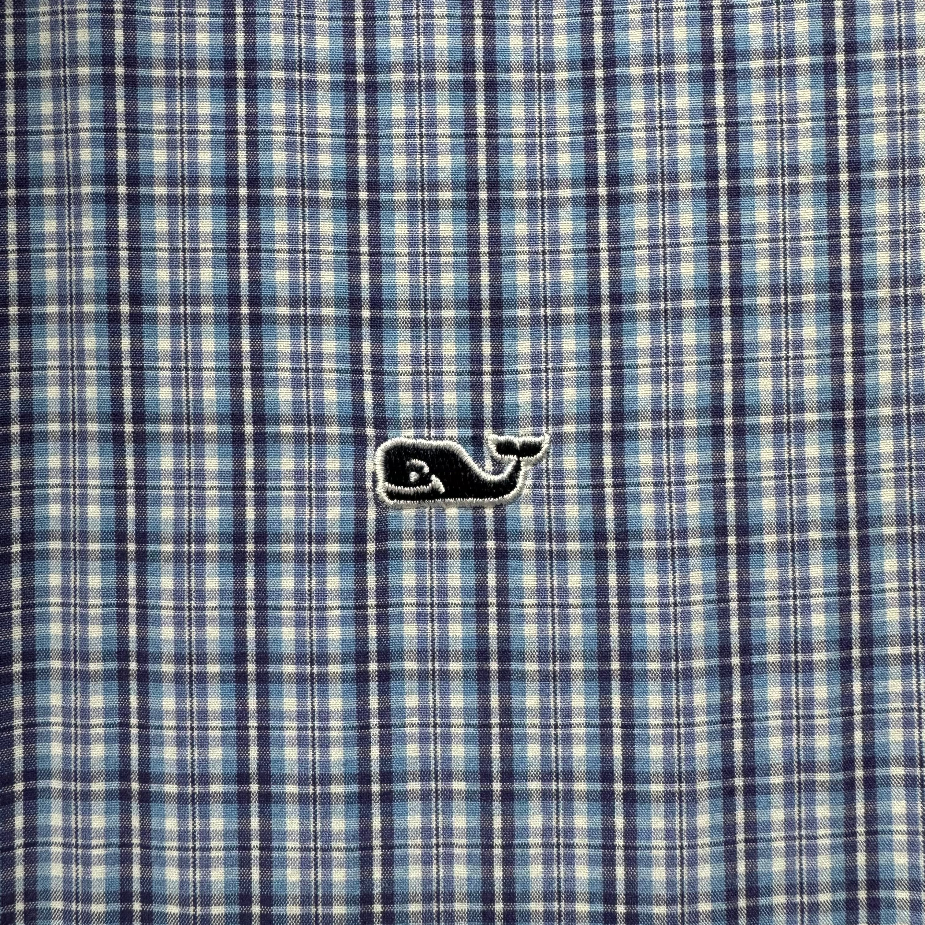 Vineyard Vines Button Down, Blue Plaid Mens Size S