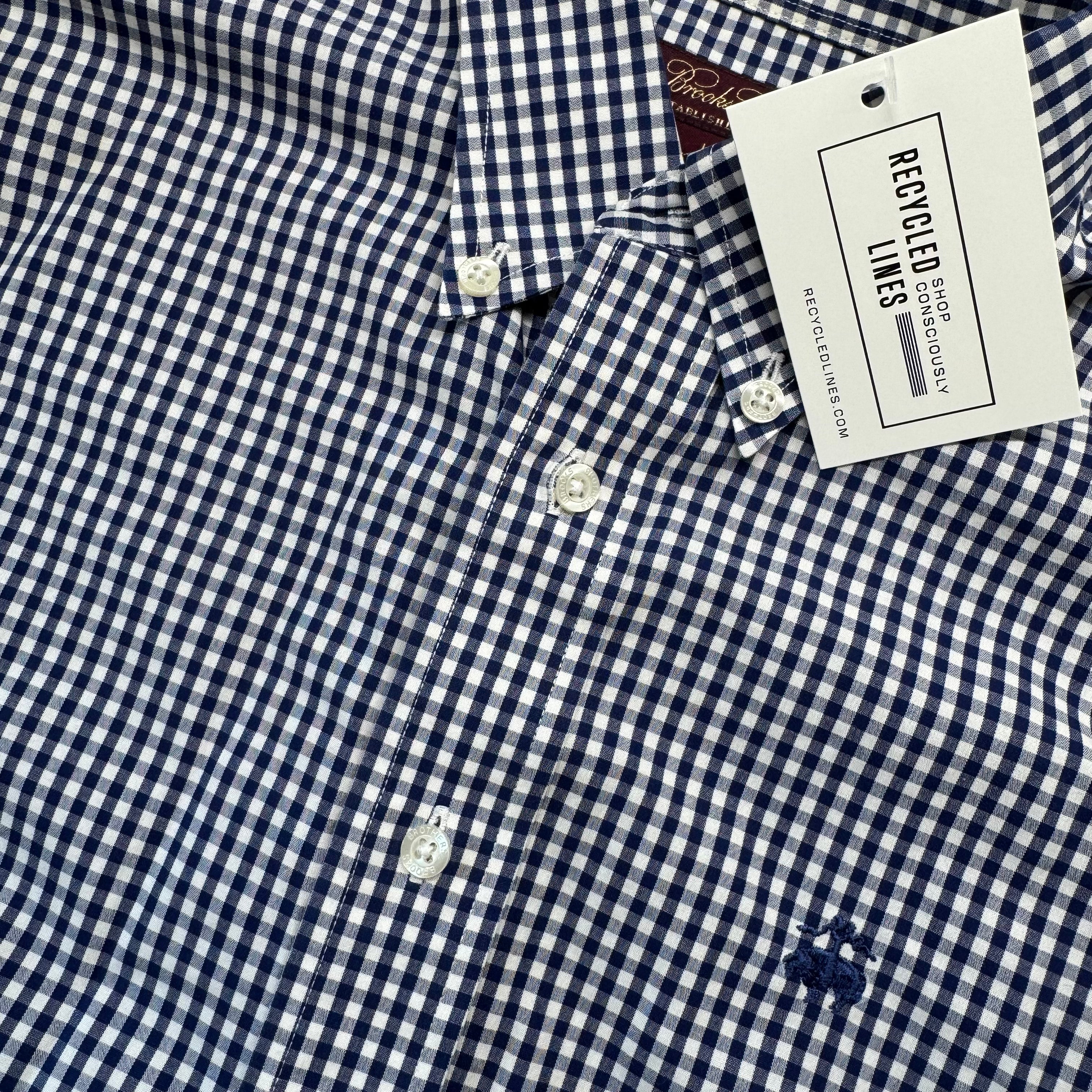 Brooks Brothers Button Down, Navy/White Boys Size L — Recycled Lines Premium Consignment
