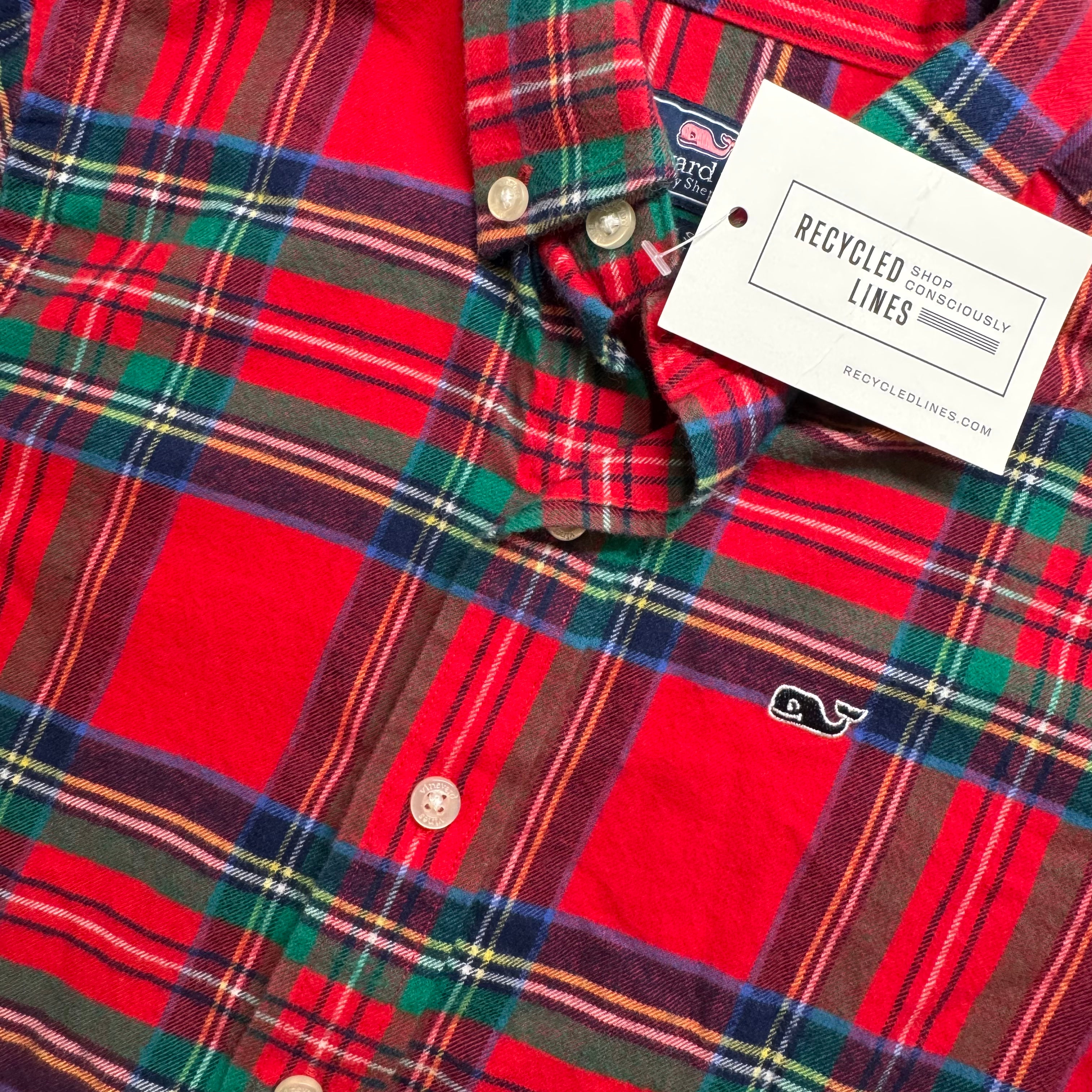Vineyard Vines Flannel Button Down, Red Plaid Boys Size 6 in excellent condition — Recycled Lines, Fairfield CT | Premium Sustainable Consignment