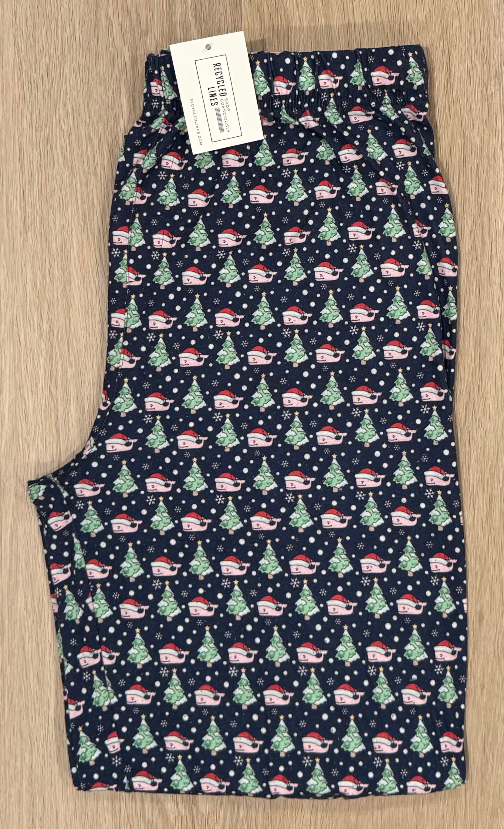 Vineyard Vines Santa Whale Pajama Pants, Navy Boys Size XL
