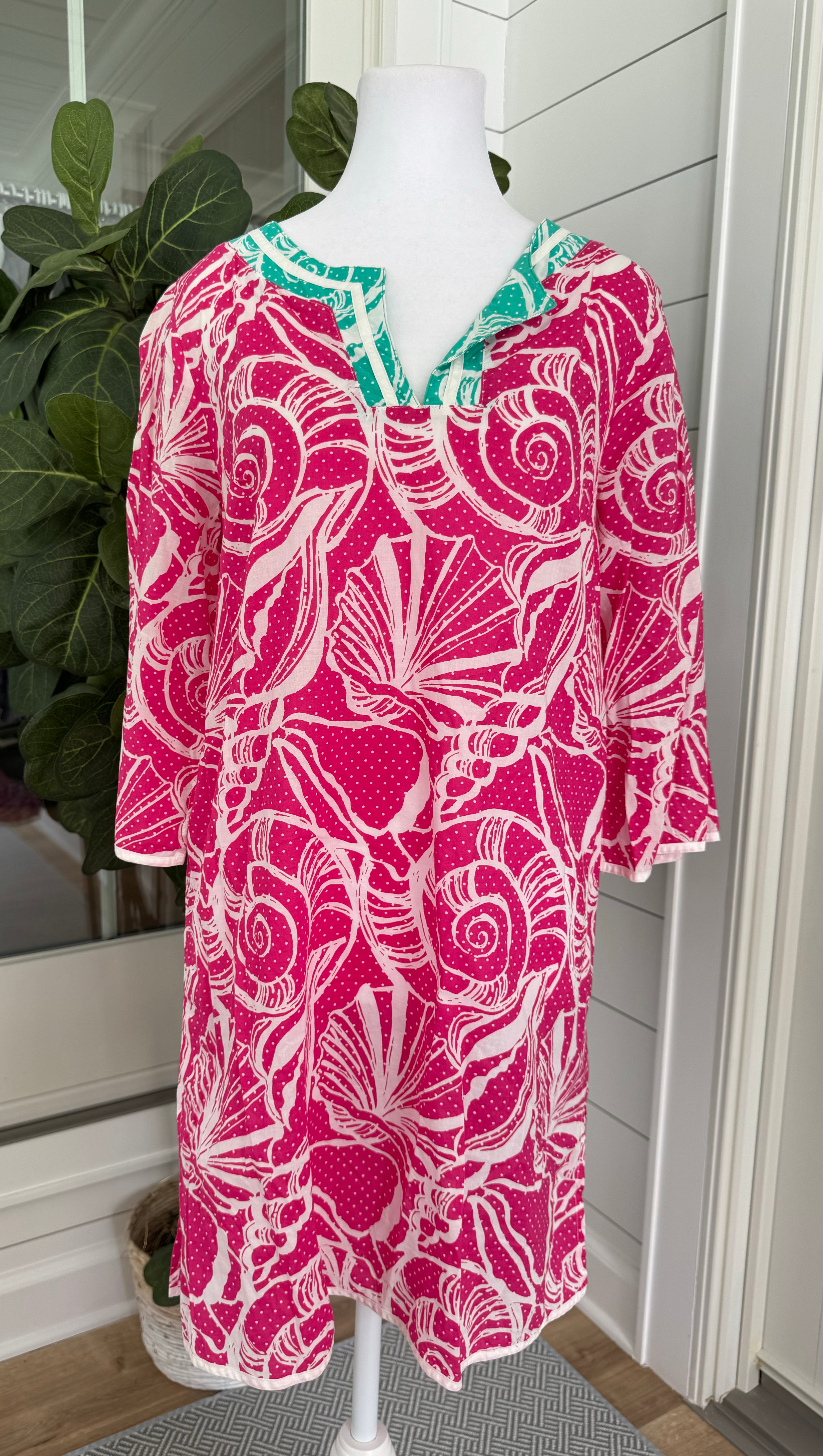 Lilly Pulitzer Seashell Coverup, Pink/Teal Womens Size S