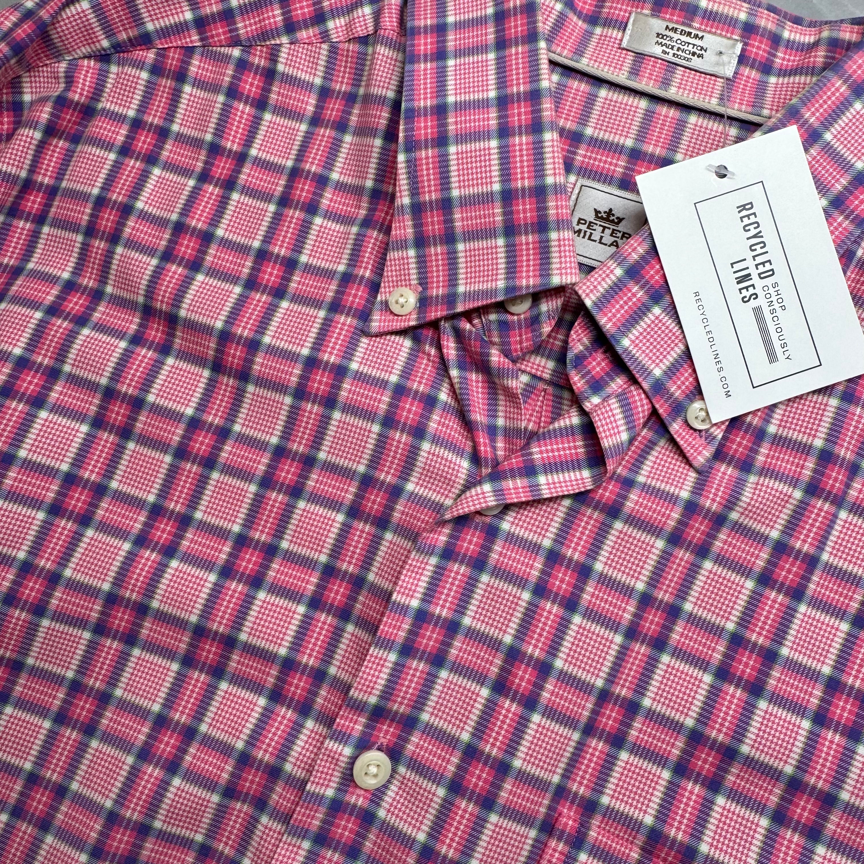 Peter Millar Button Down, Pink Plaid Mens Size M in excellent condition — Recycled Lines, Fairfield CT | Premium Sustainable Consignment