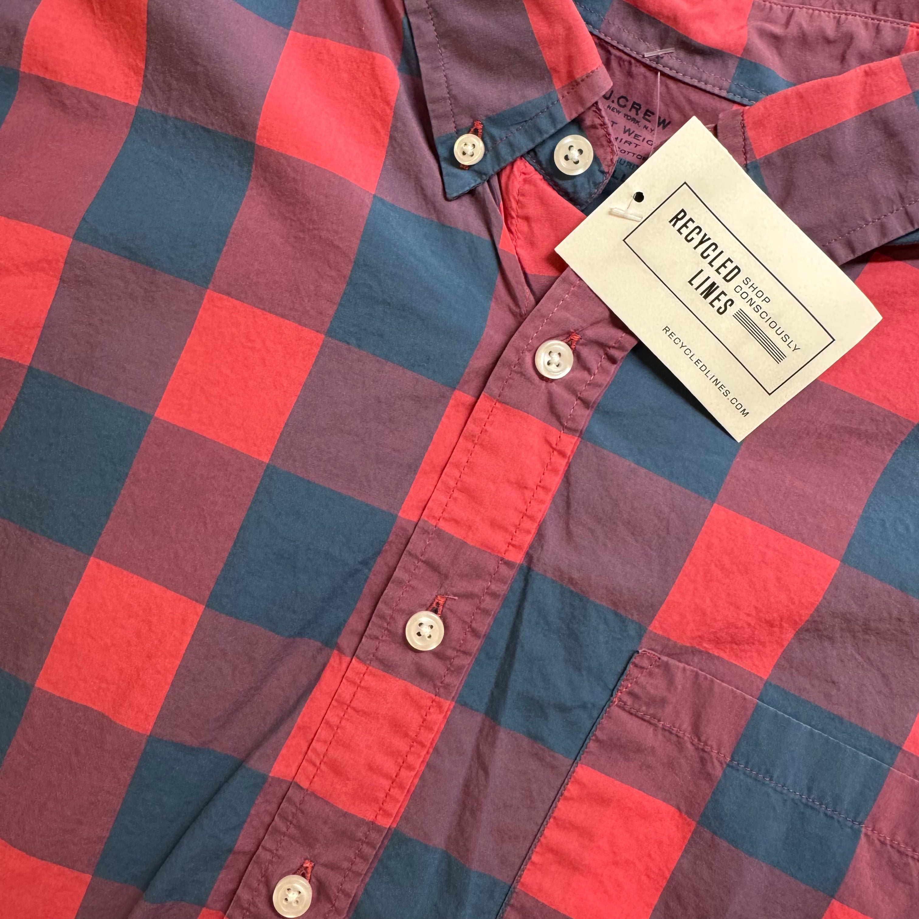 J.Crew Button Down, Red/Blue Mens Size M Tall in excellent condition — Recycled Lines, Fairfield CT | Premium Sustainable Consignment