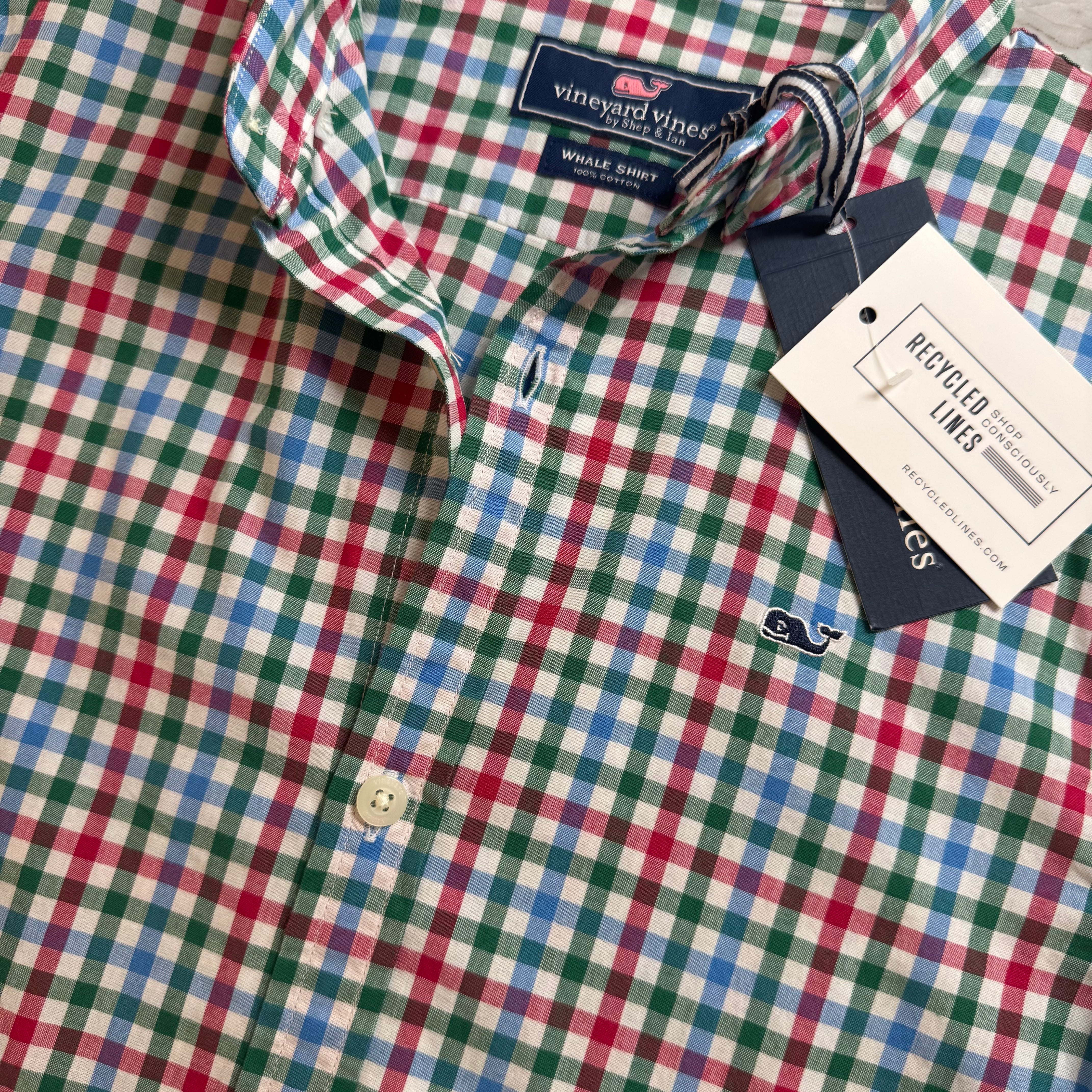 Vineyard Vines NWT Button Down, Red/Blue/Green Check Boys Size S (8/10) in new with tags — Recycled Lines, Fairfield CT | Premium Sustainable Consignment