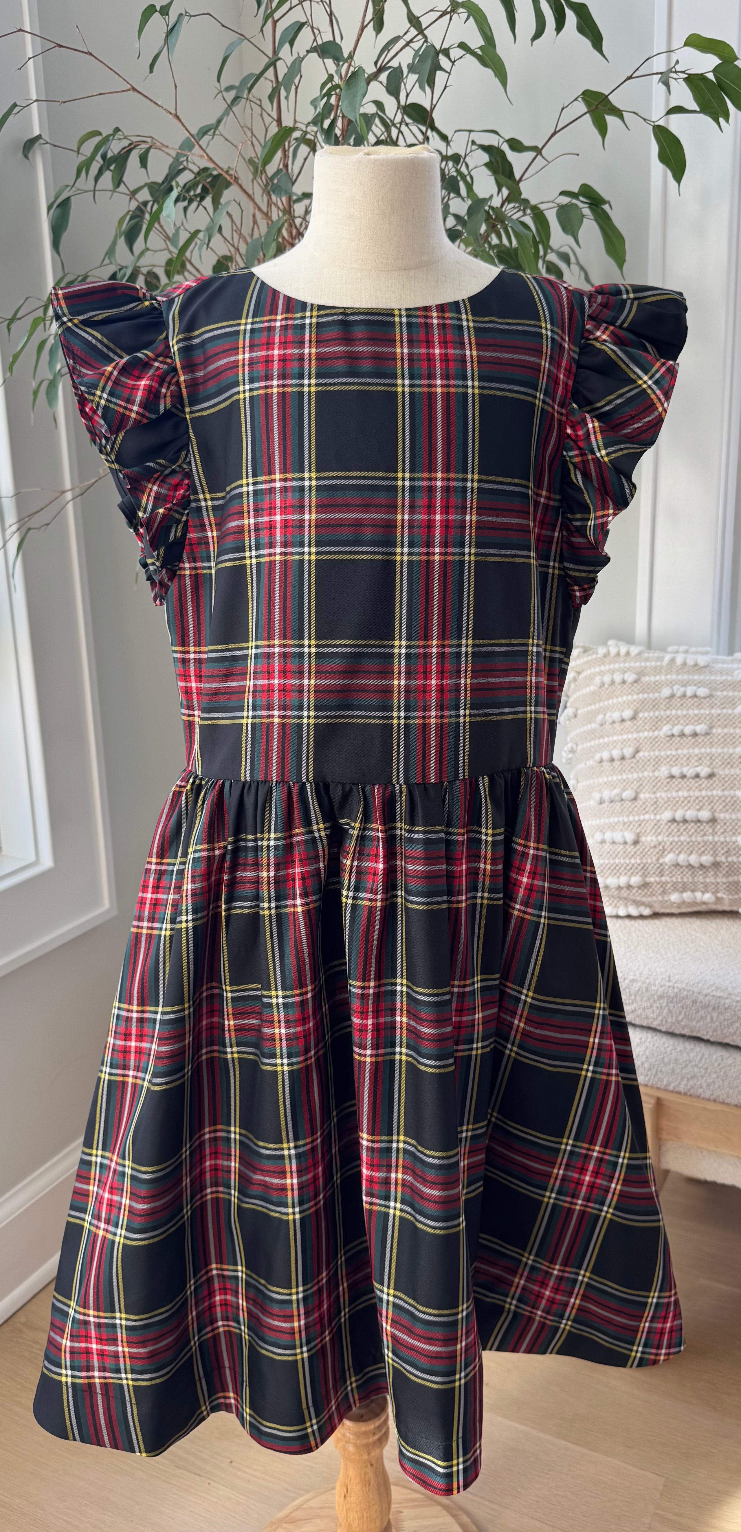 Crewcuts Tartan Dress, Black/Red Girls Size 14