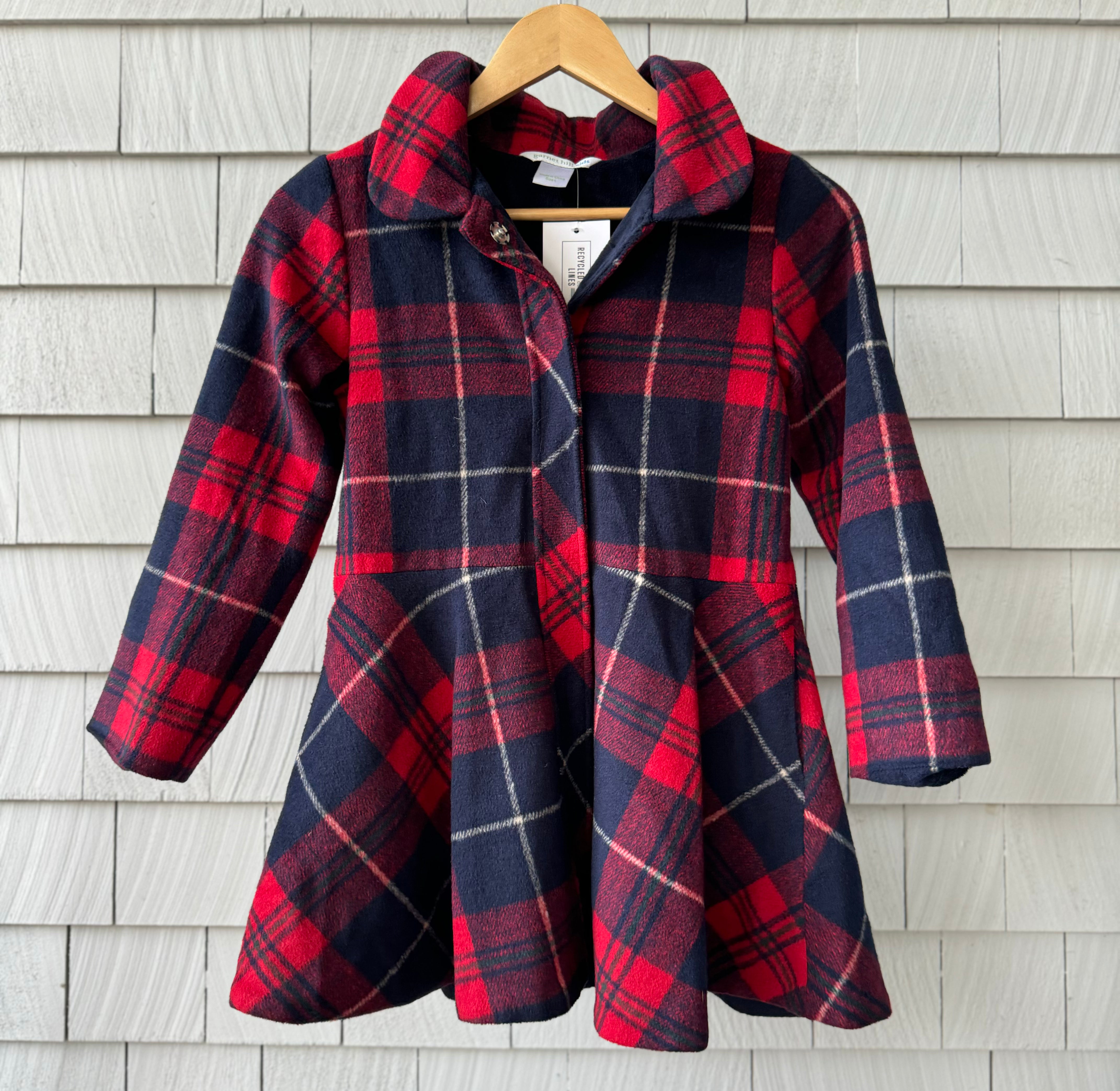 Garnet Hill Kids Coat, Red Plaid Girls Size L