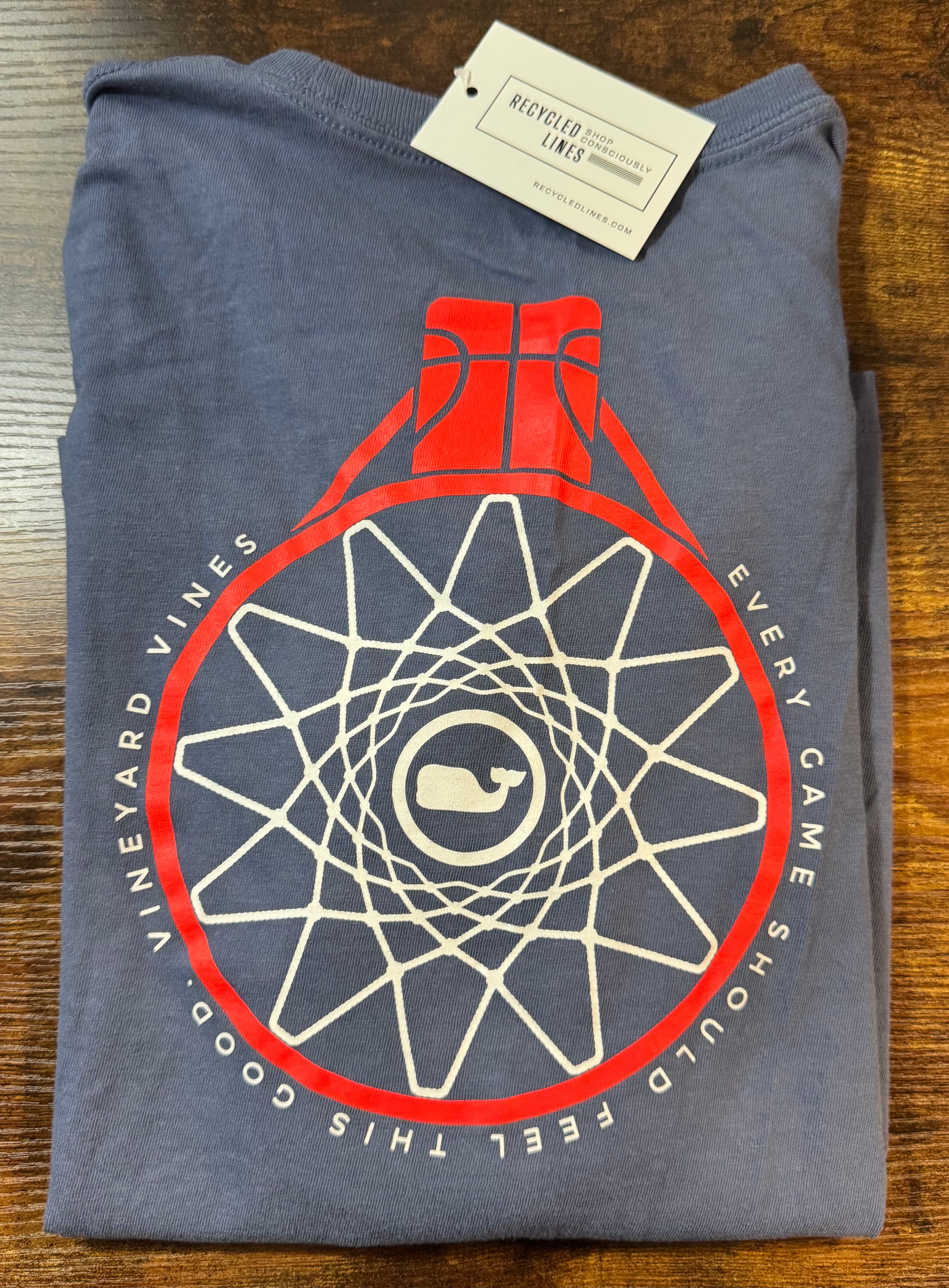 Vineyard Vines Basketball Tee, Navy Boys Size M (12/14)