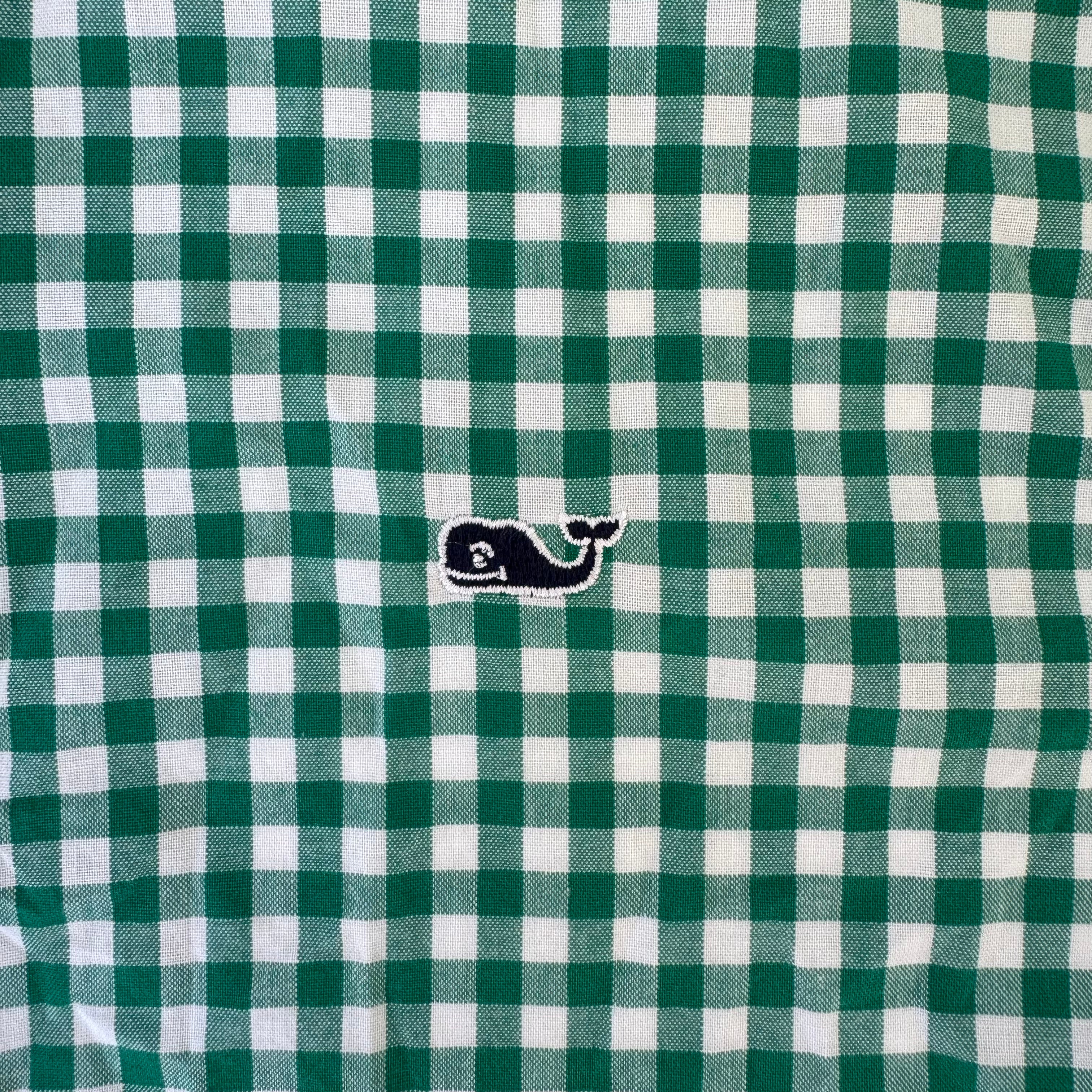 Vineyard Vines Button Down, Green/White Boys Size S (8/10)