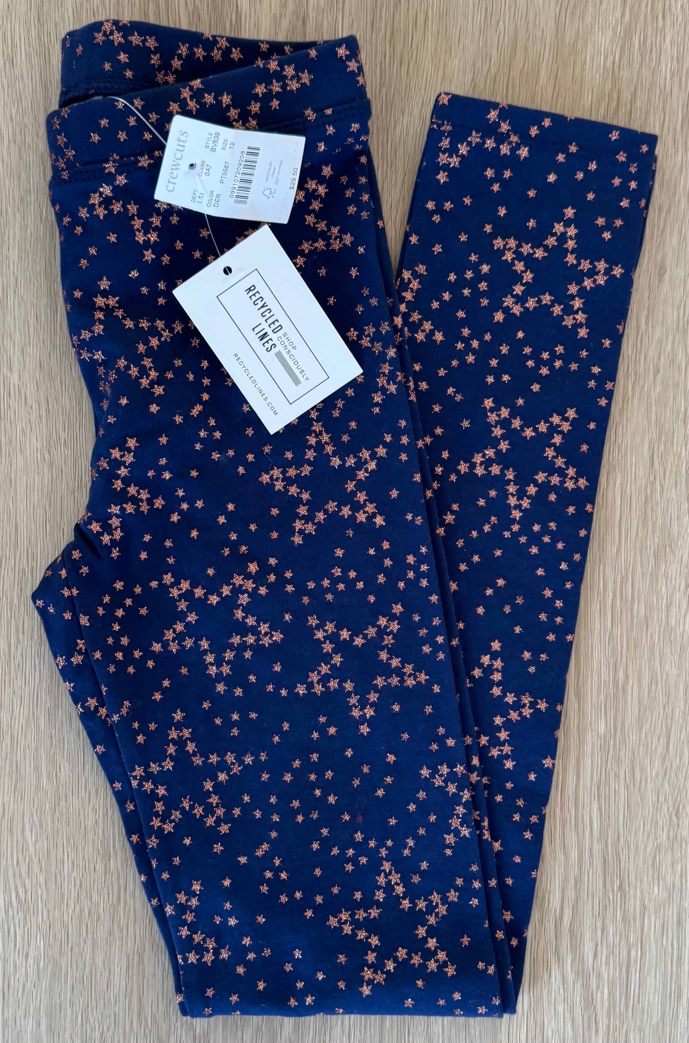 Crewcuts NWT Glitter Star Pants, Navy Girls Size 12