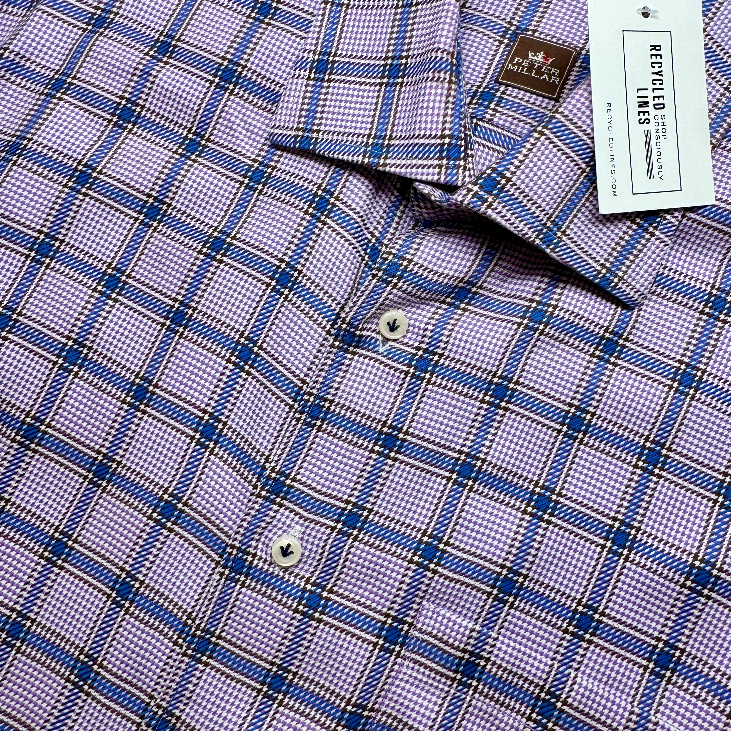 Peter Millar Button Down, Purple/Blue Mens Size L