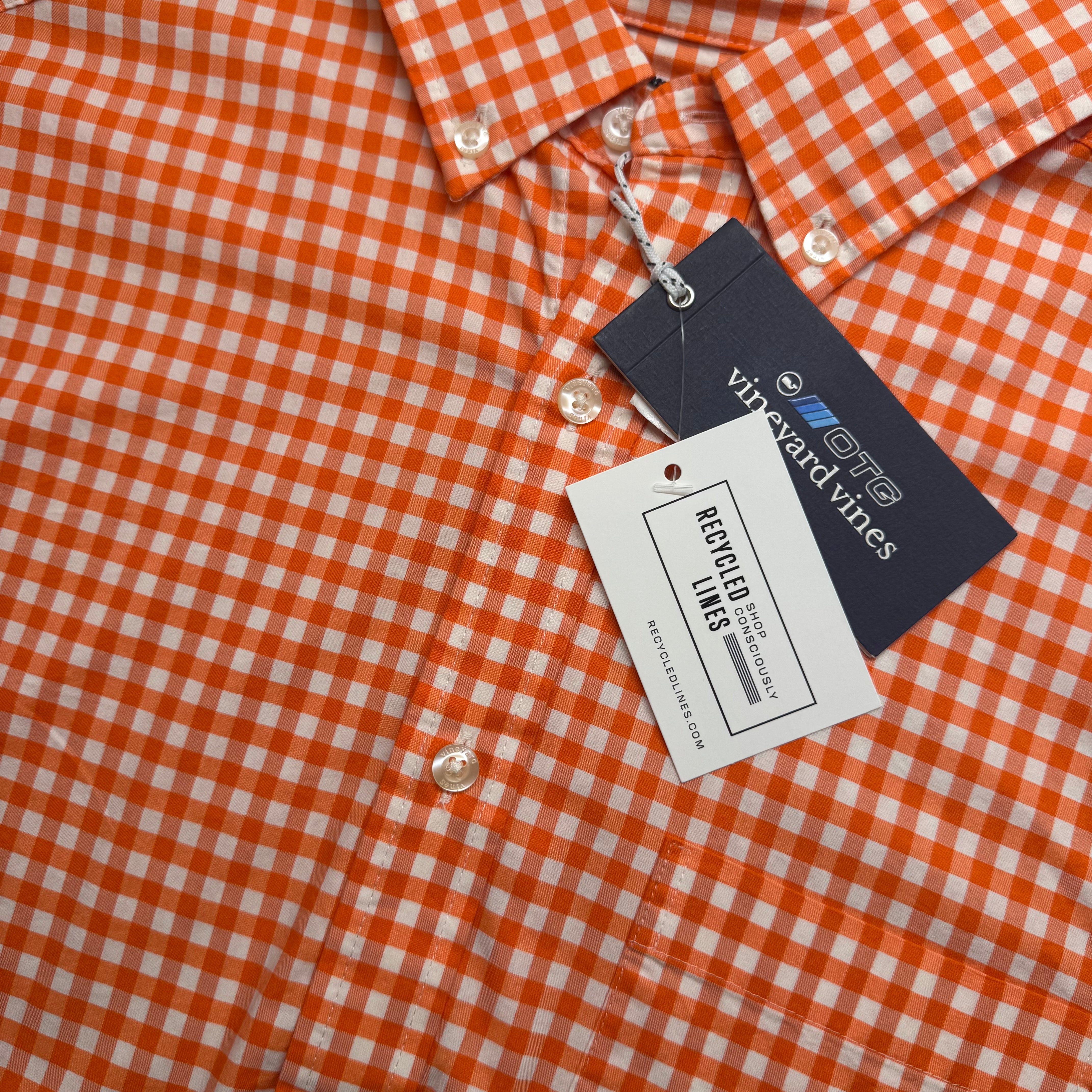 Vineyard Vines NWT Performance Button Down, Orange/White Mens Size M in new with tags — Recycled Lines, Fairfield CT | Premium Sustainable Consignment