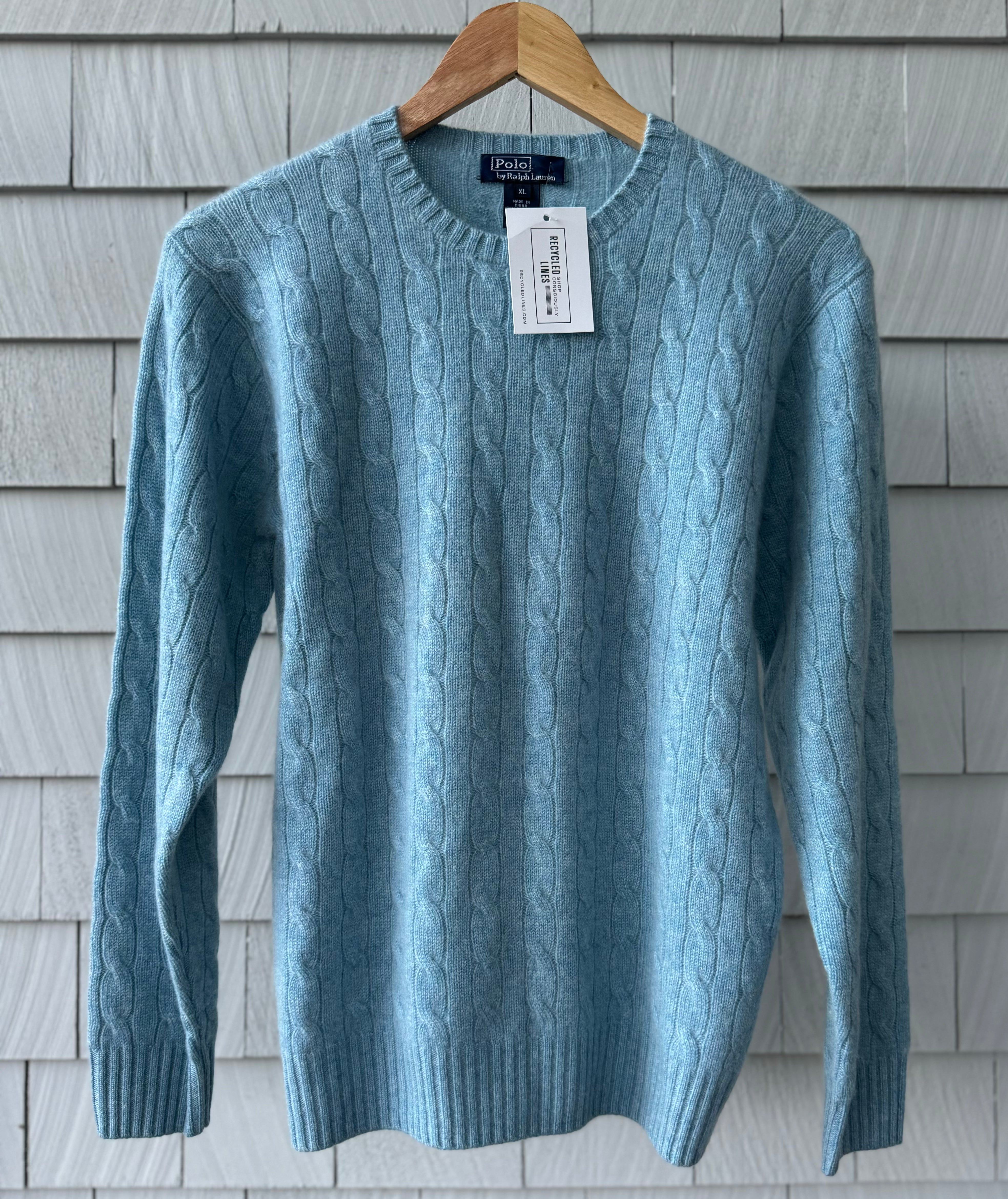 Polo by Ralph Lauren 100% Cashmere Sweater, Light Blue Boys Size XL