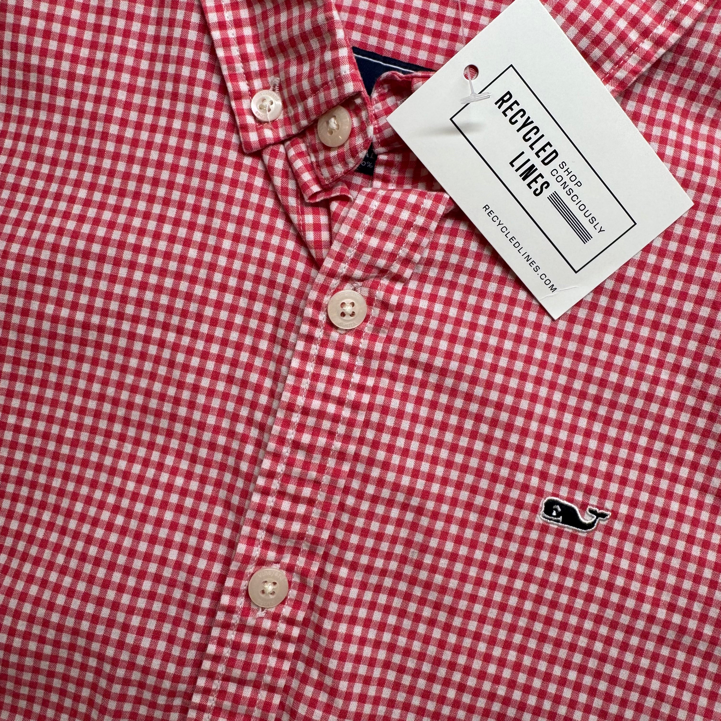 Vineyard Vines Button Down, Pink Gingham Size M (12/14) in excellent condition — Recycled Lines, Fairfield CT | Premium Sustainable Consignment