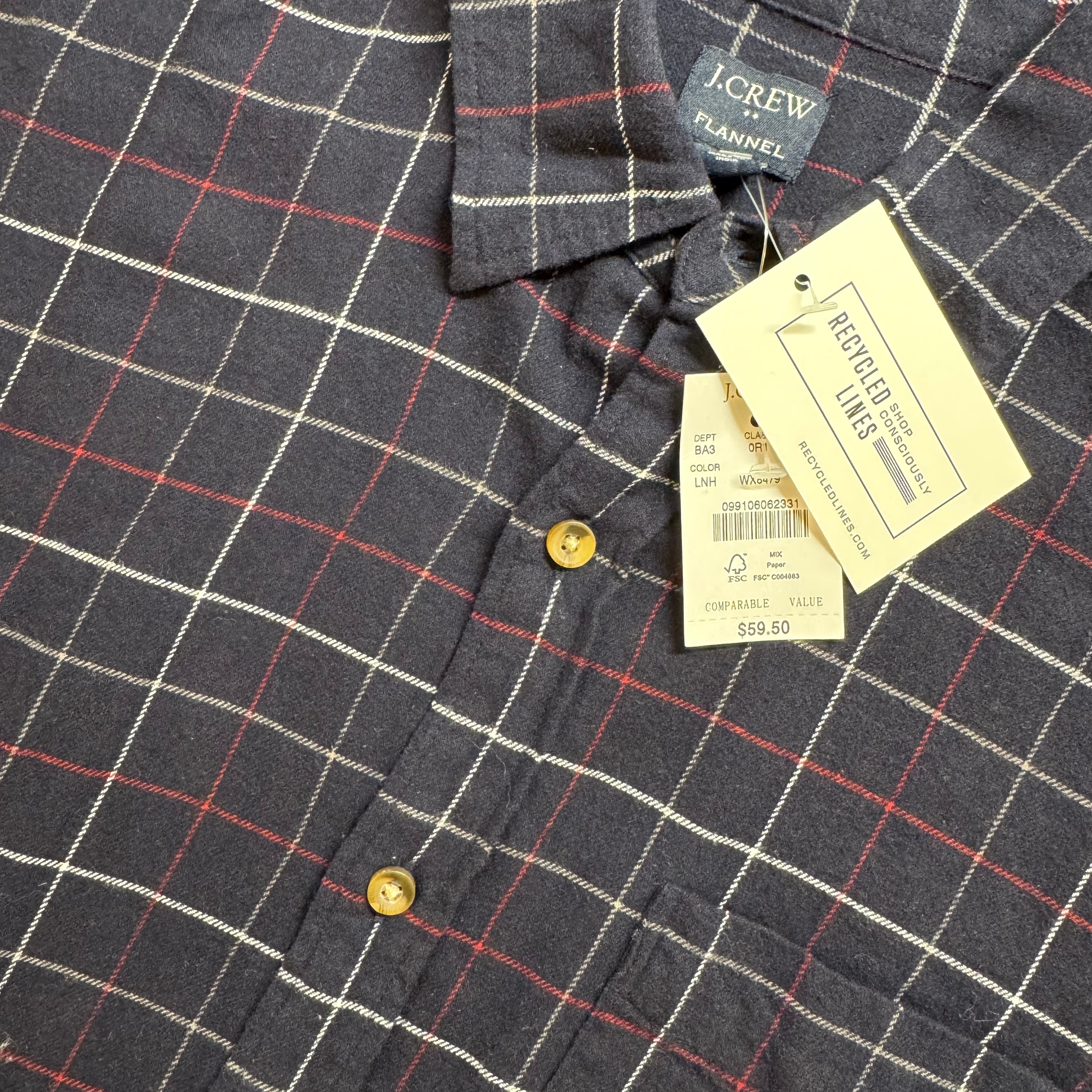 J.Crew Flannel Button Down, Navy Mens Size M in excellent condition — Recycled Lines, Fairfield CT | Premium Sustainable Consignment