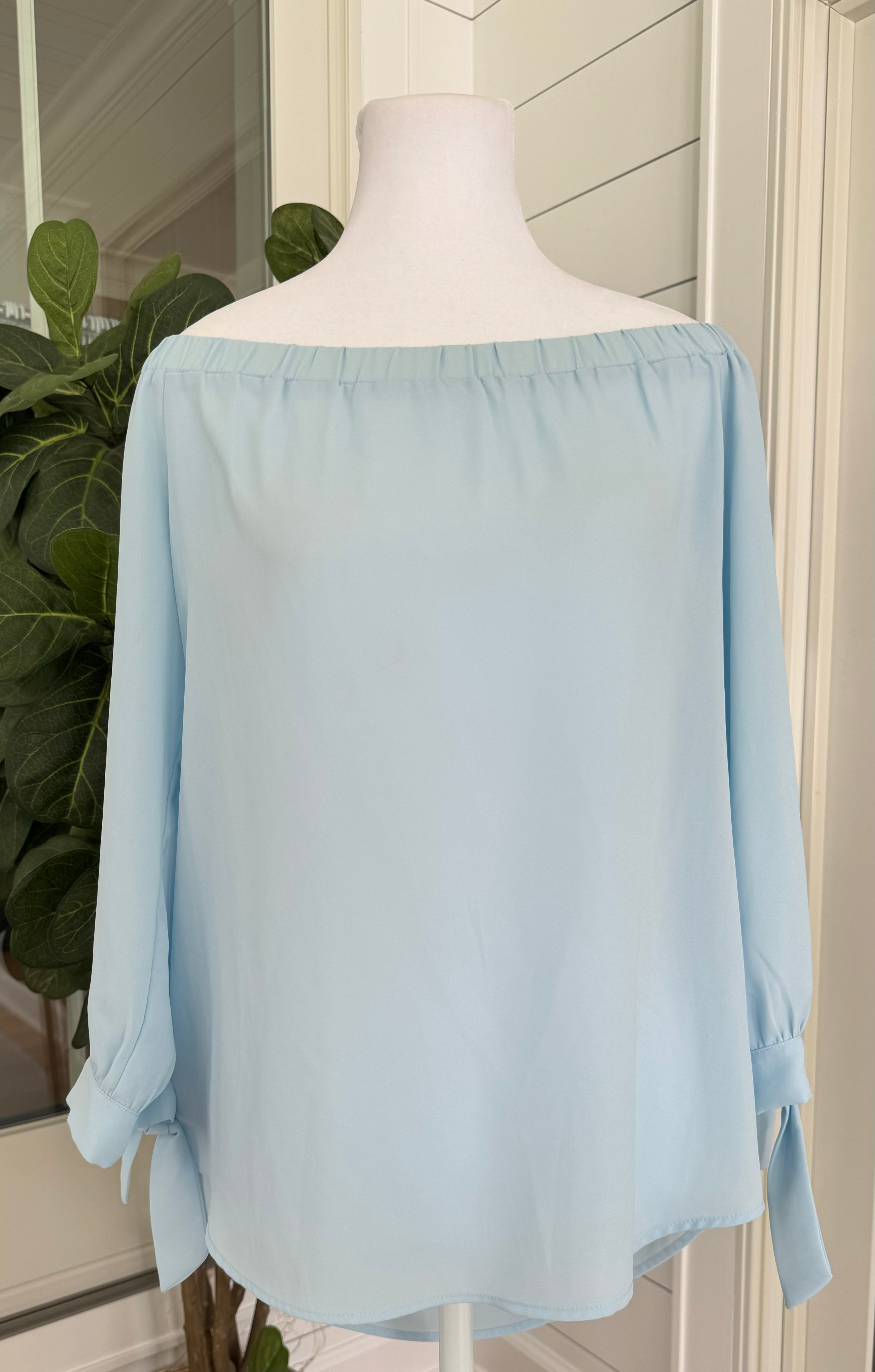 Veronica M Off the Shoulder Blouse, Light Blue Womens Size S