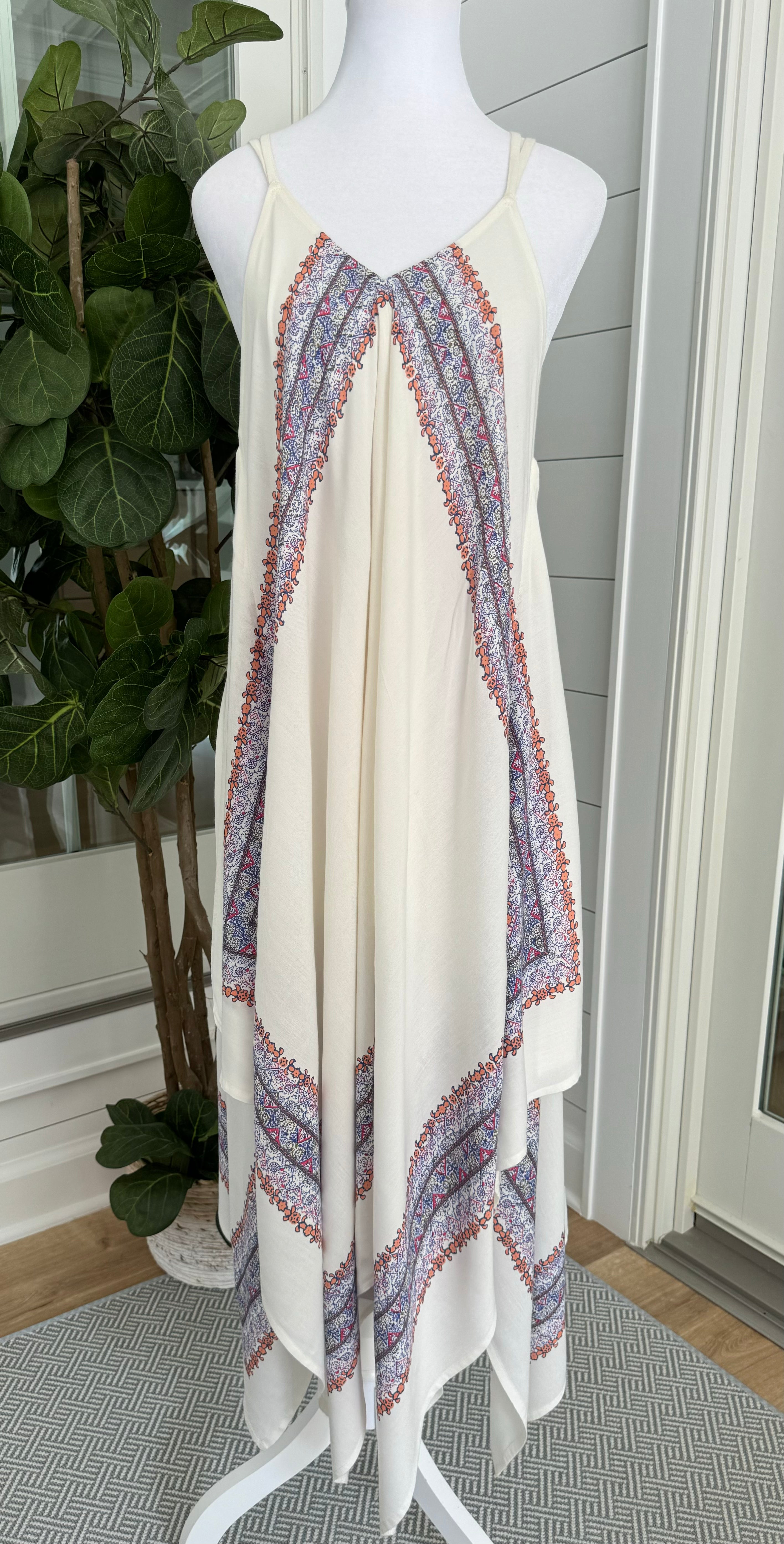 ONeill Dress, Cream Print Womens Size L