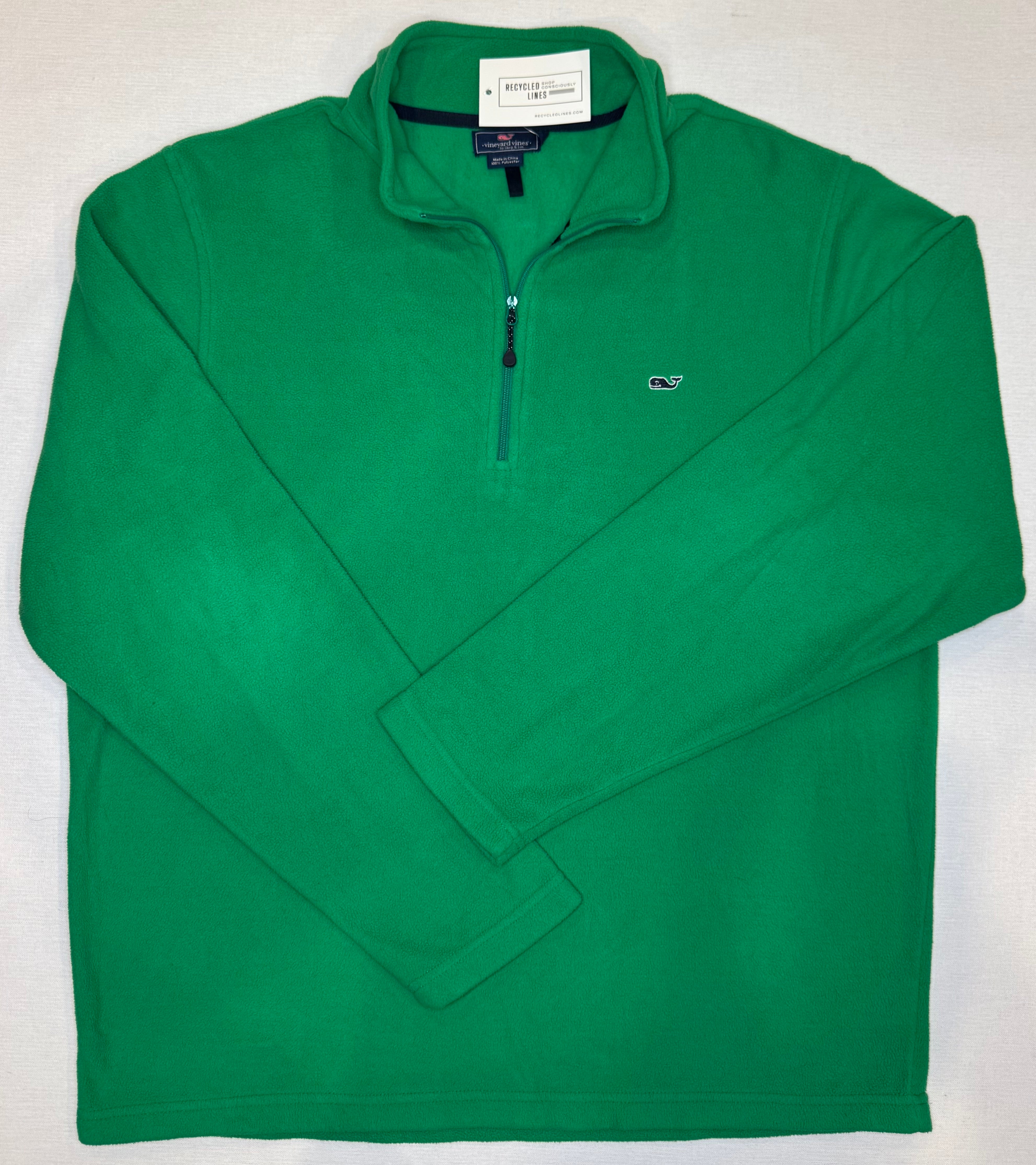 Vineyard Vines Fleece 1/4 Zip Pullover, Kelly Green Mens Size M