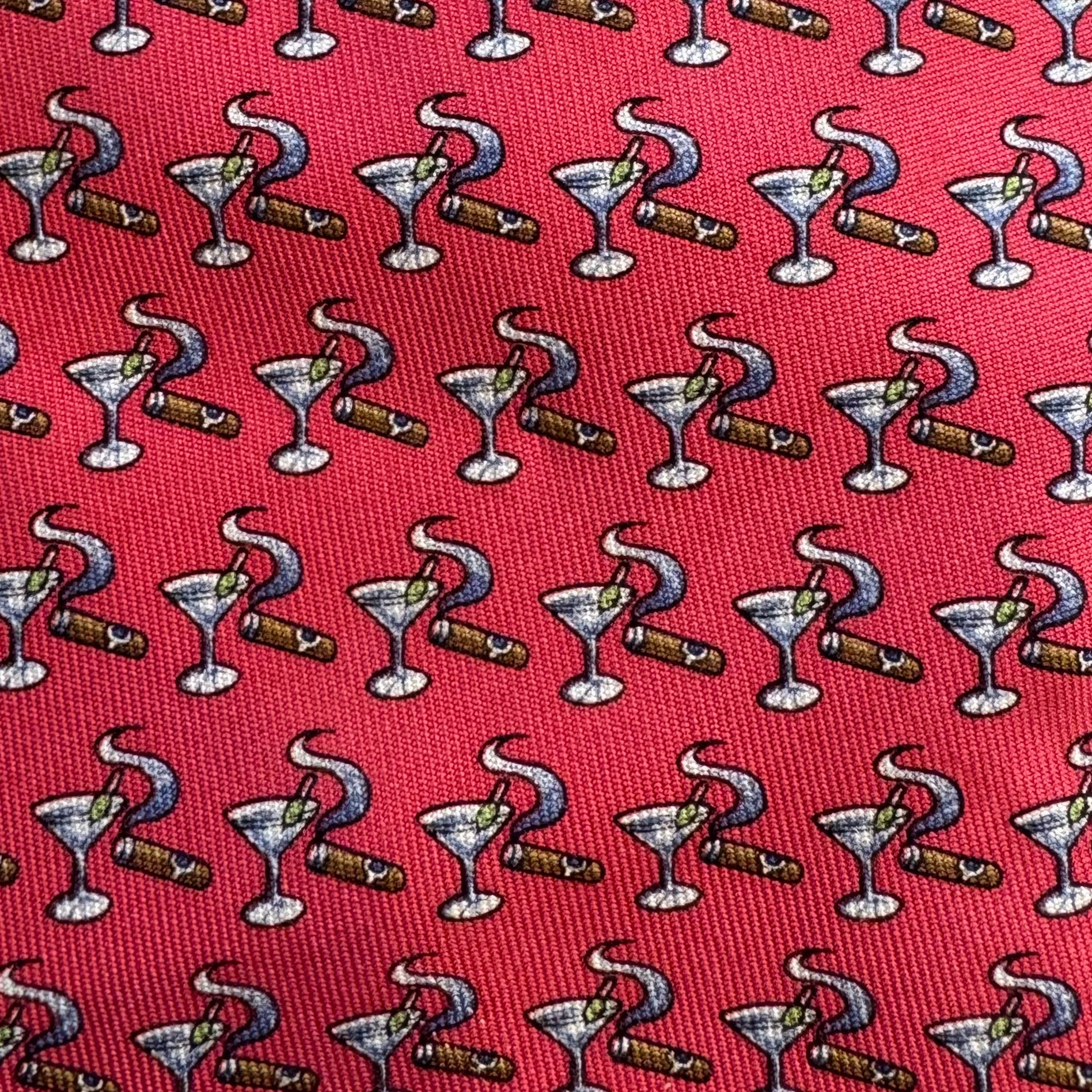 Vineyard Vines Martini Cigars Tie, Red Mens