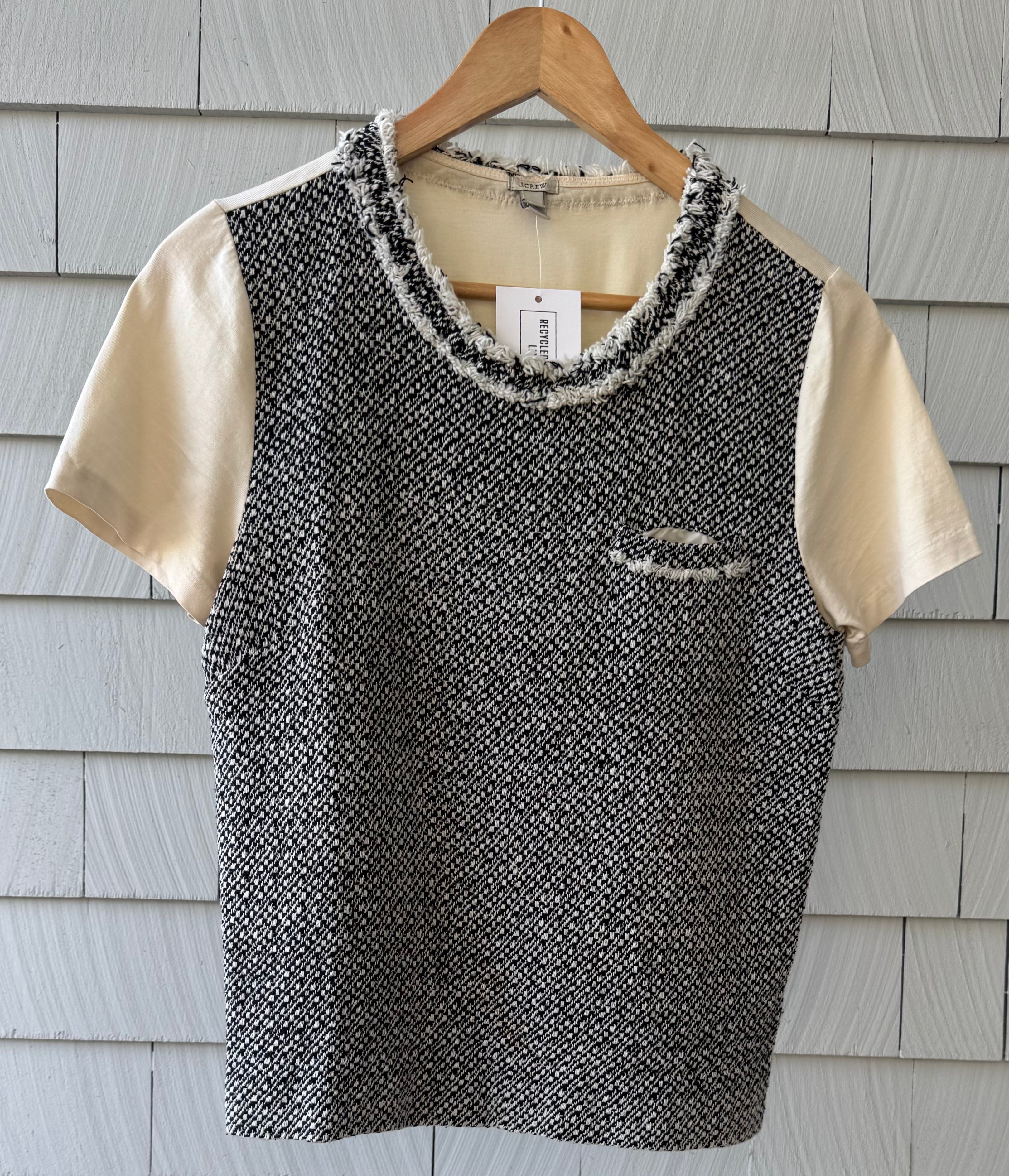 J.Crew Sweater Knit Tee, Black/White Womens Size M