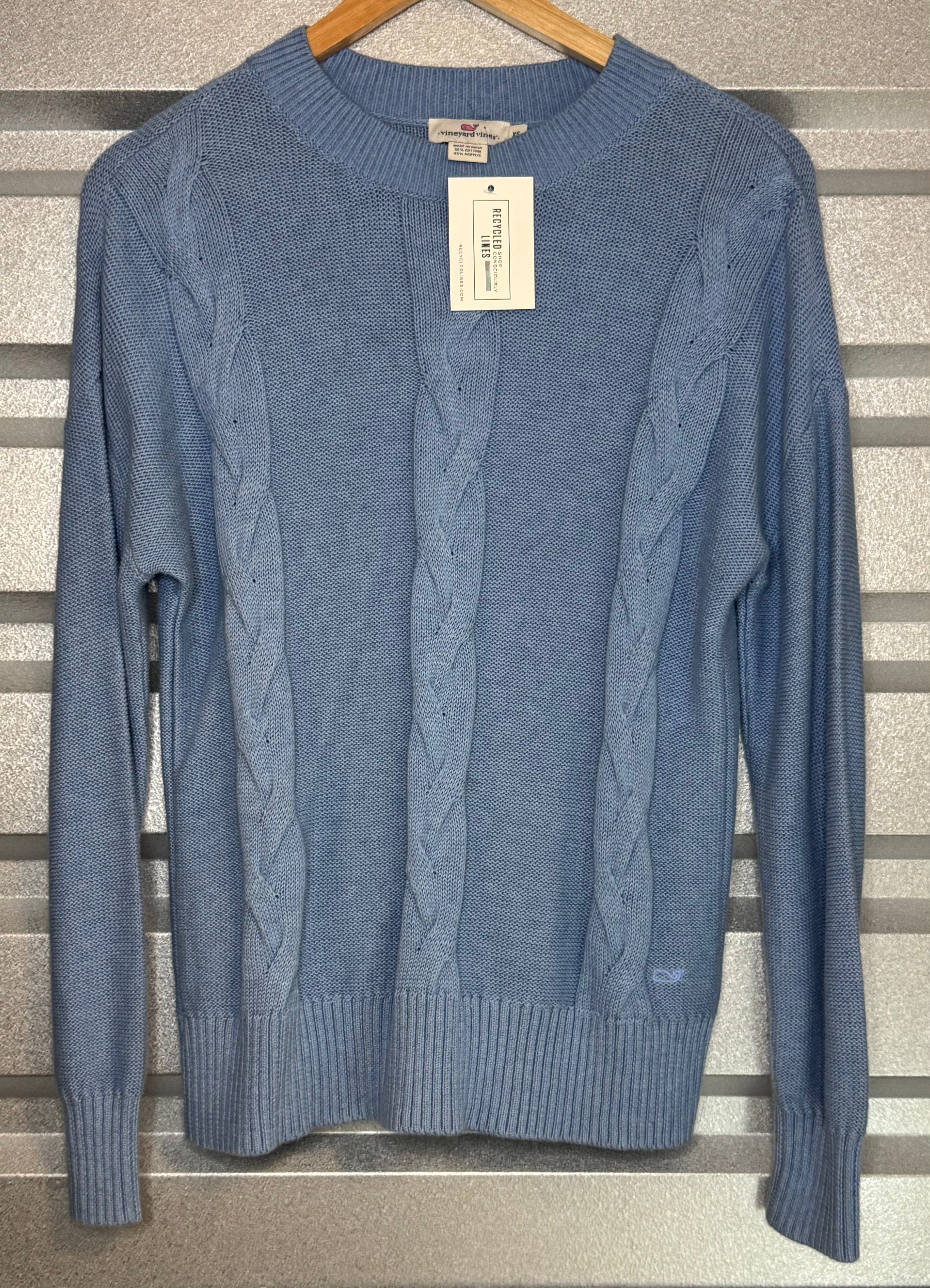 Vineyard Vines Cable Sweater, Light Blue Women Size XS in excellent condition — Recycled Lines, Fairfield CT | Premium Sustainable Consignment