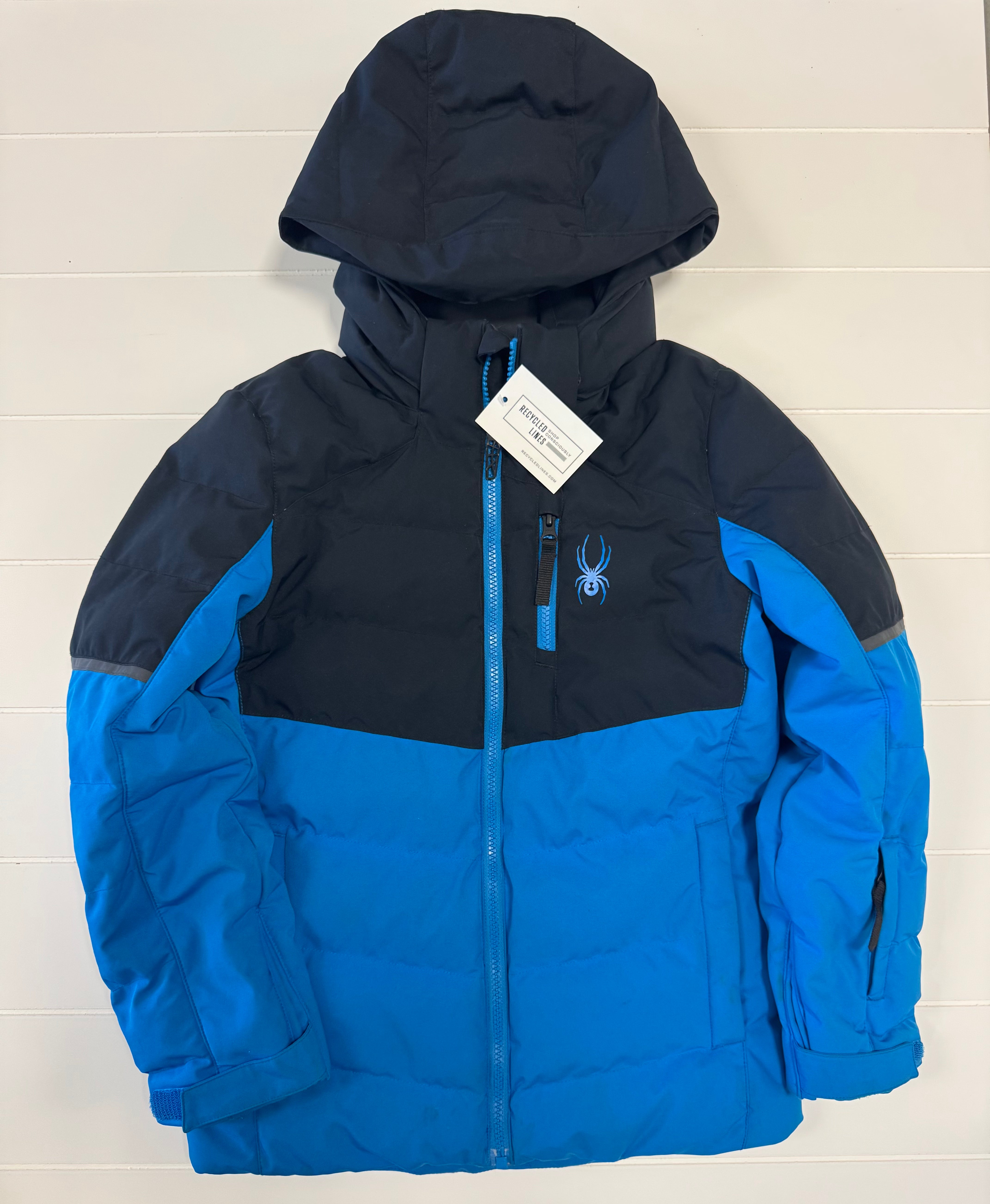 Spyder Puffer Ski Jacket, Bright Blue/Black Boys Size 14