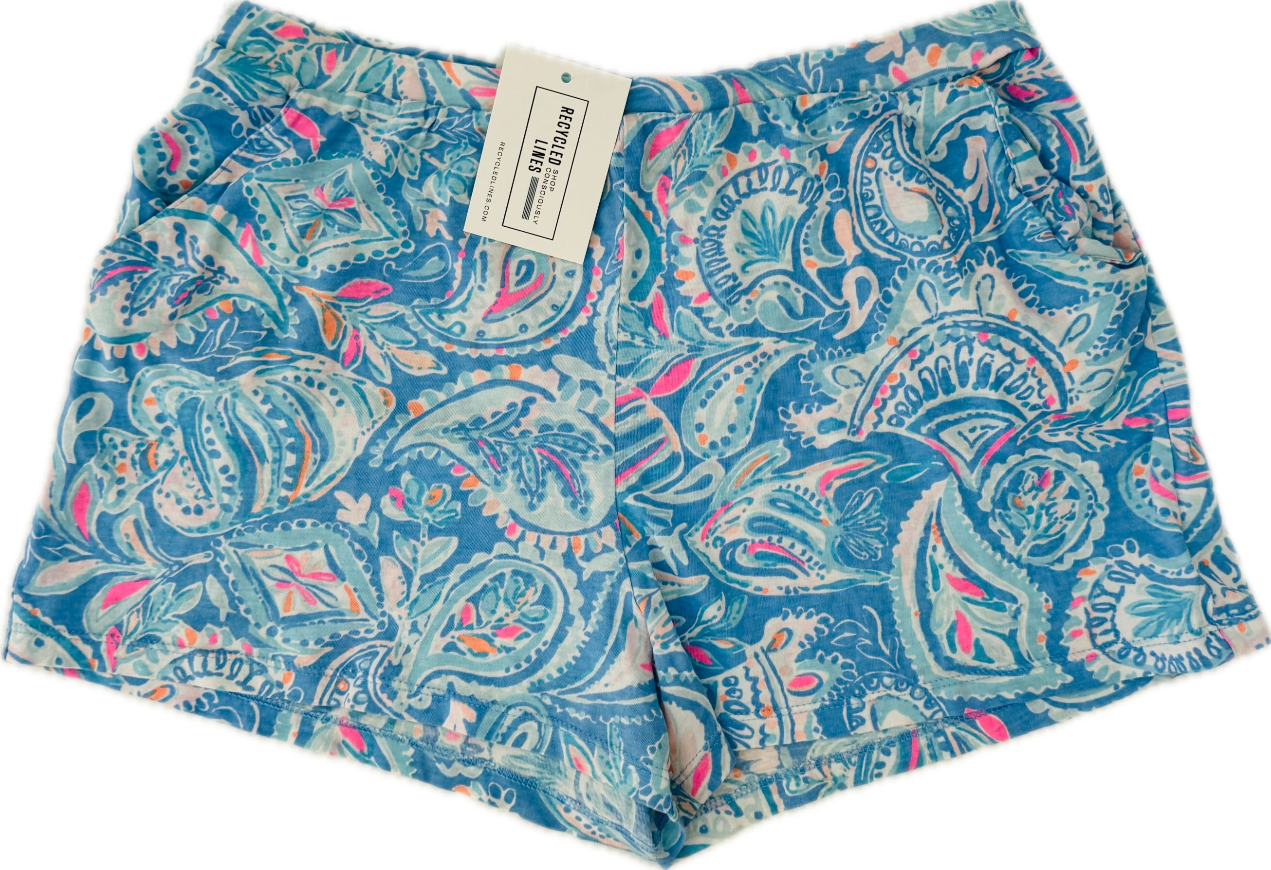 Lilly Pulitzer Paisley Shorts, Light Blue Girls Size XL