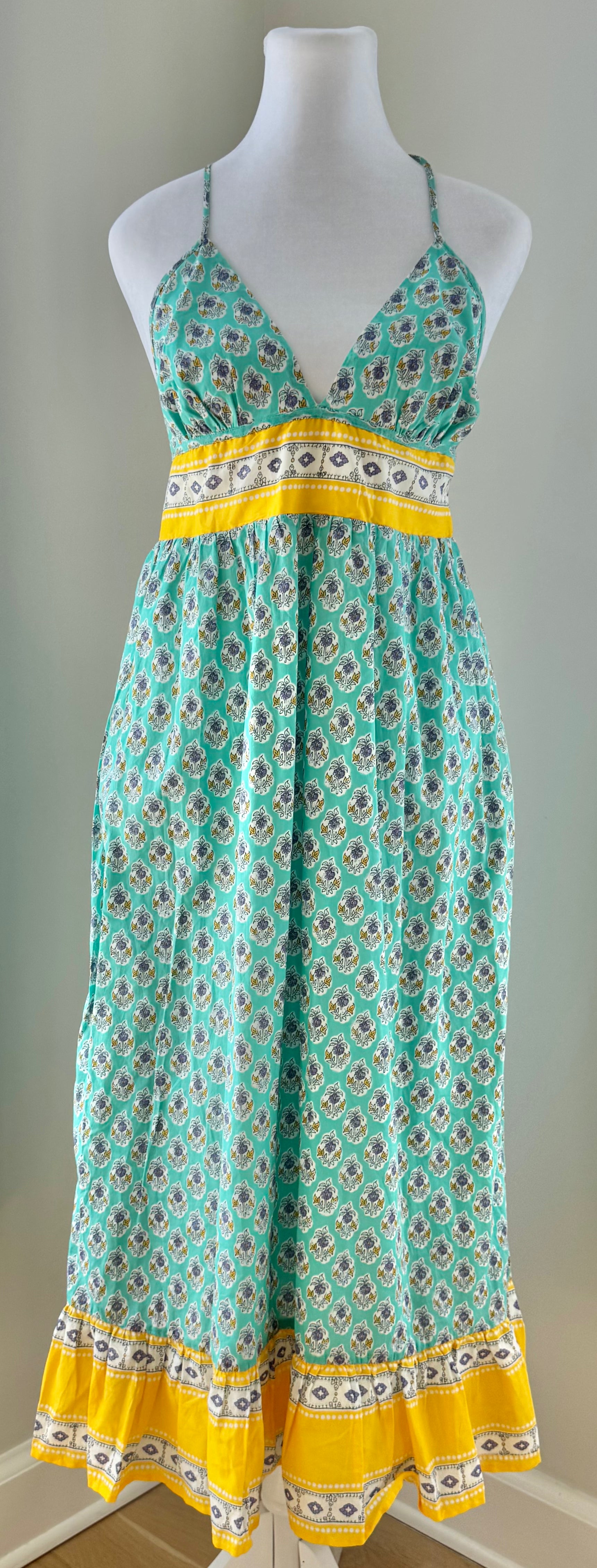 J.Crew NWT Sundress, Teal/Yellow Womens Size M