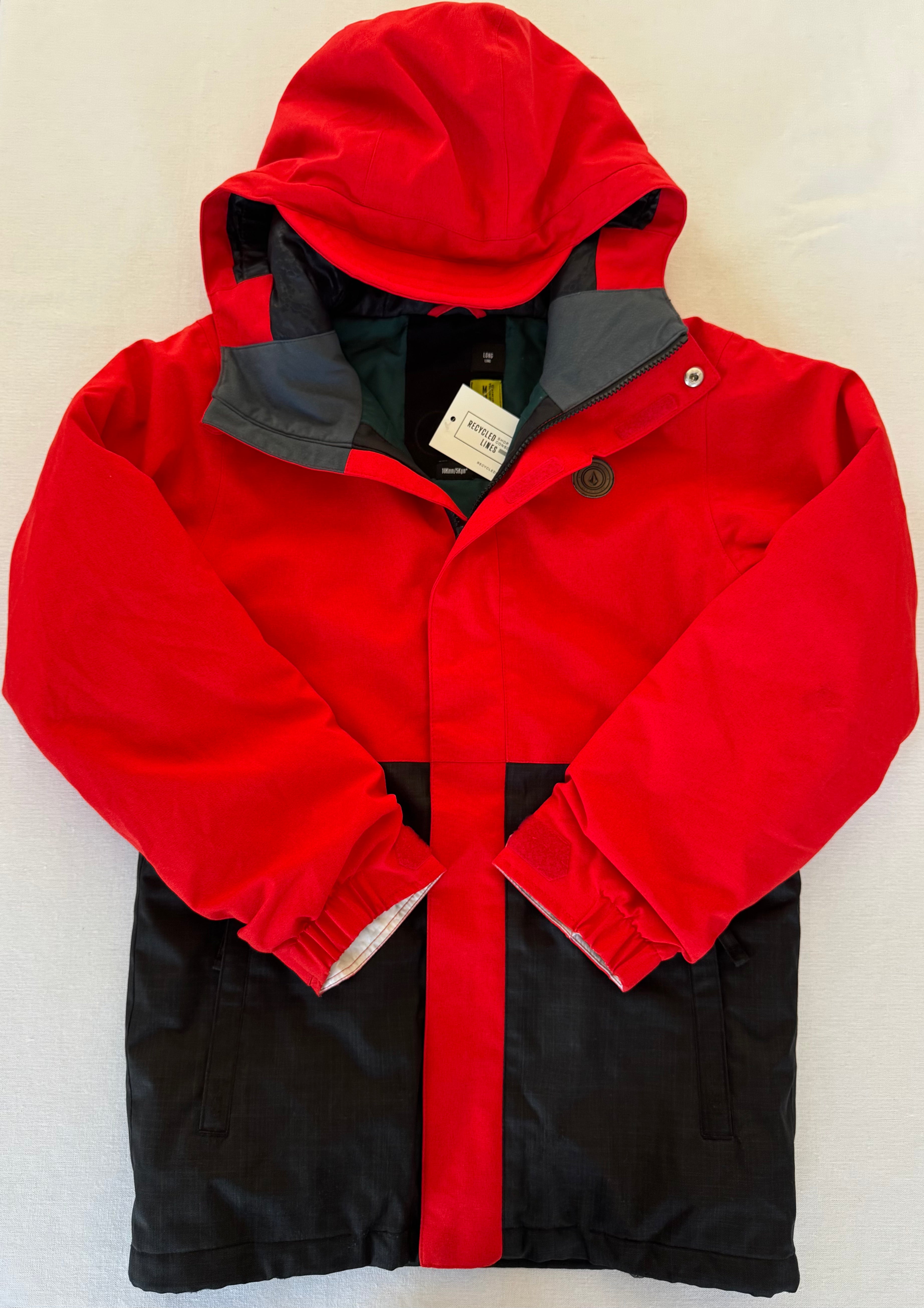 Volcom Snowboard Jacket, Red/Black Boys Size M Long