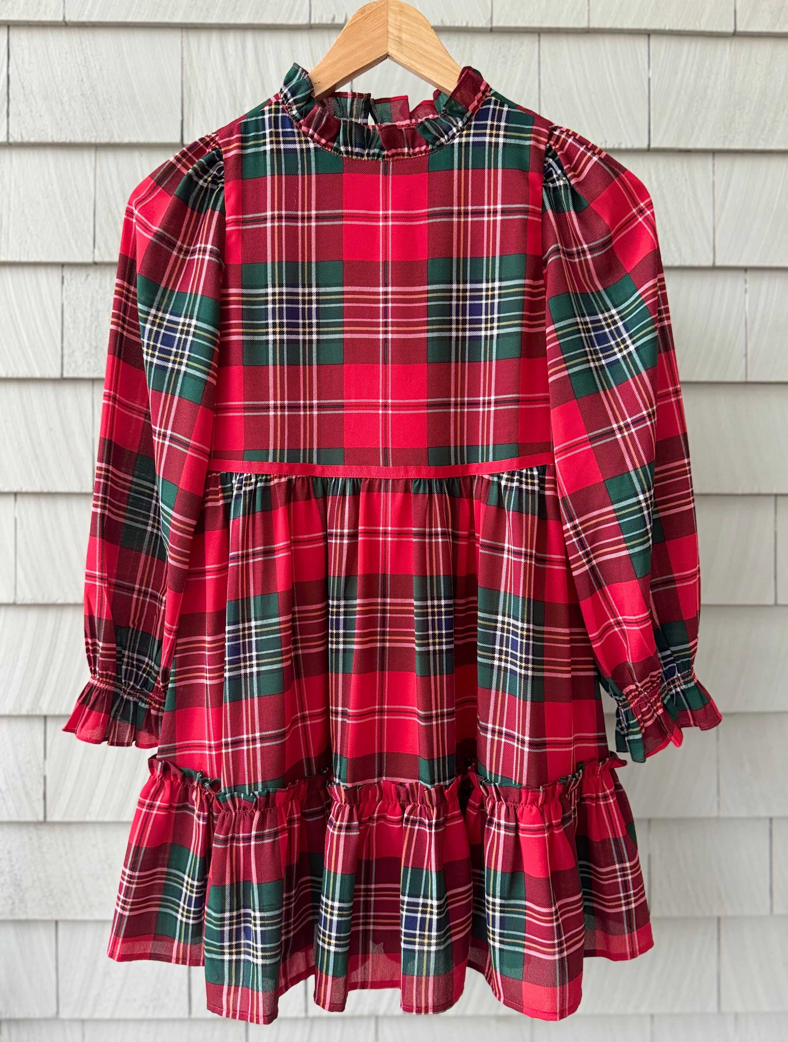 Janie & Jack Plaid Holiday Dress, Red/Green Girls Size 10