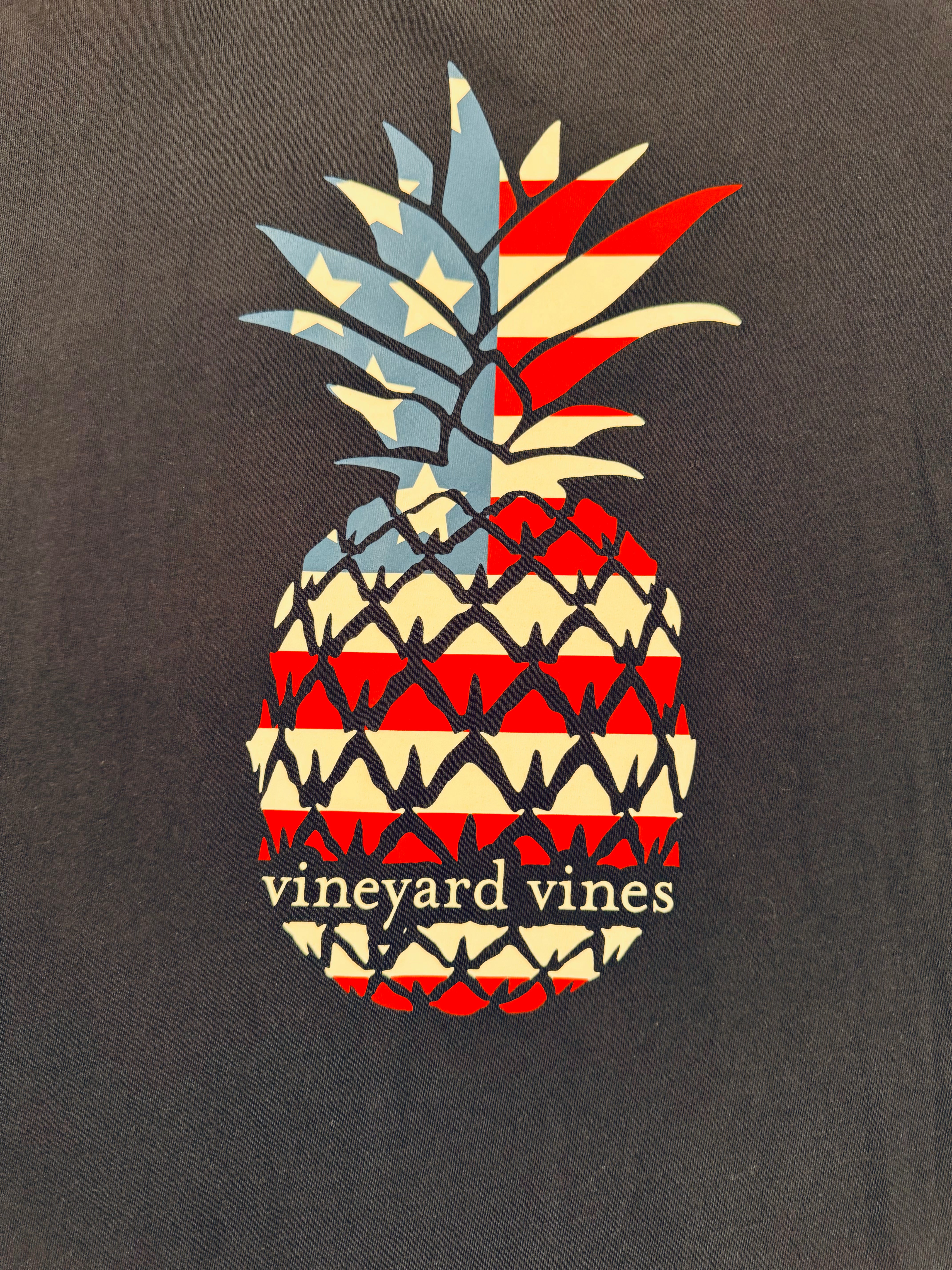 Vineyard Vines Pineapple Flag Shirt, Navy Mens Size 2XL