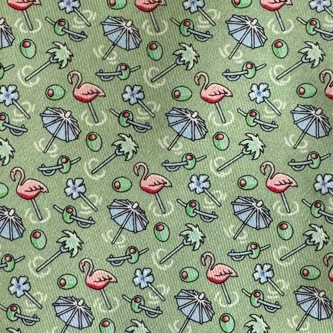 Vineyard Vines Flamingo & Olives Tie, Green Mens