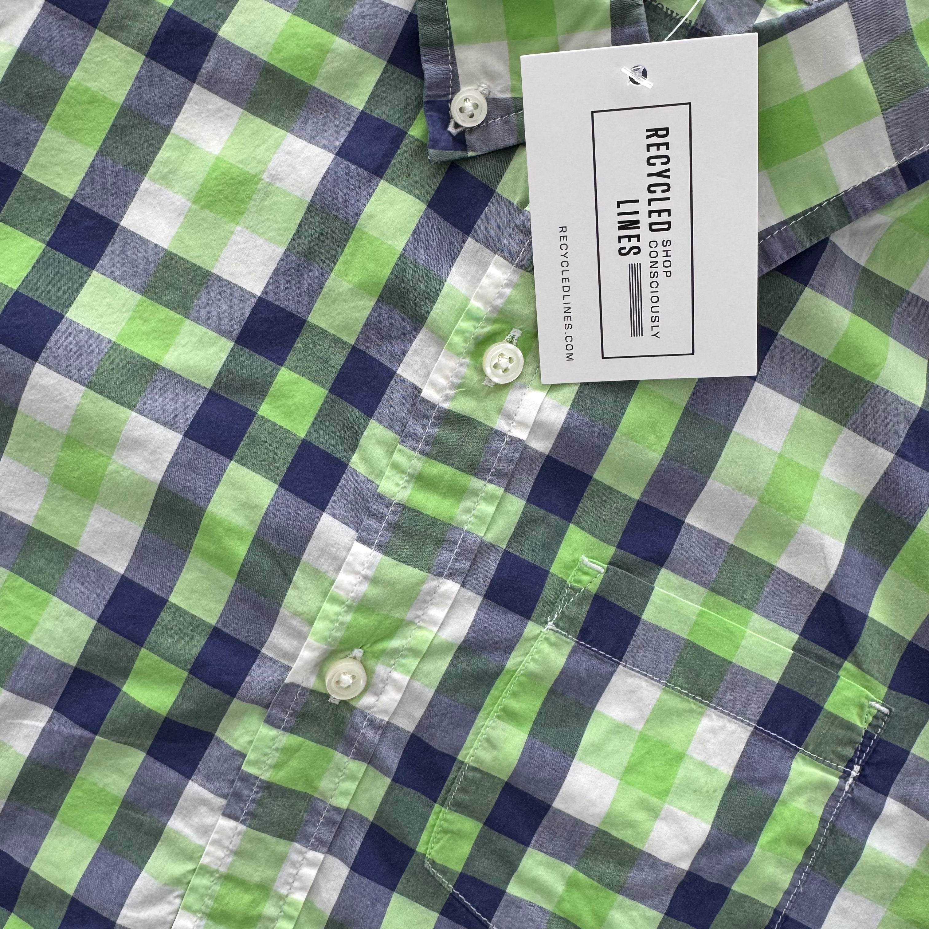Crewcuts Button Down, Lime/Navy Boys Size 10