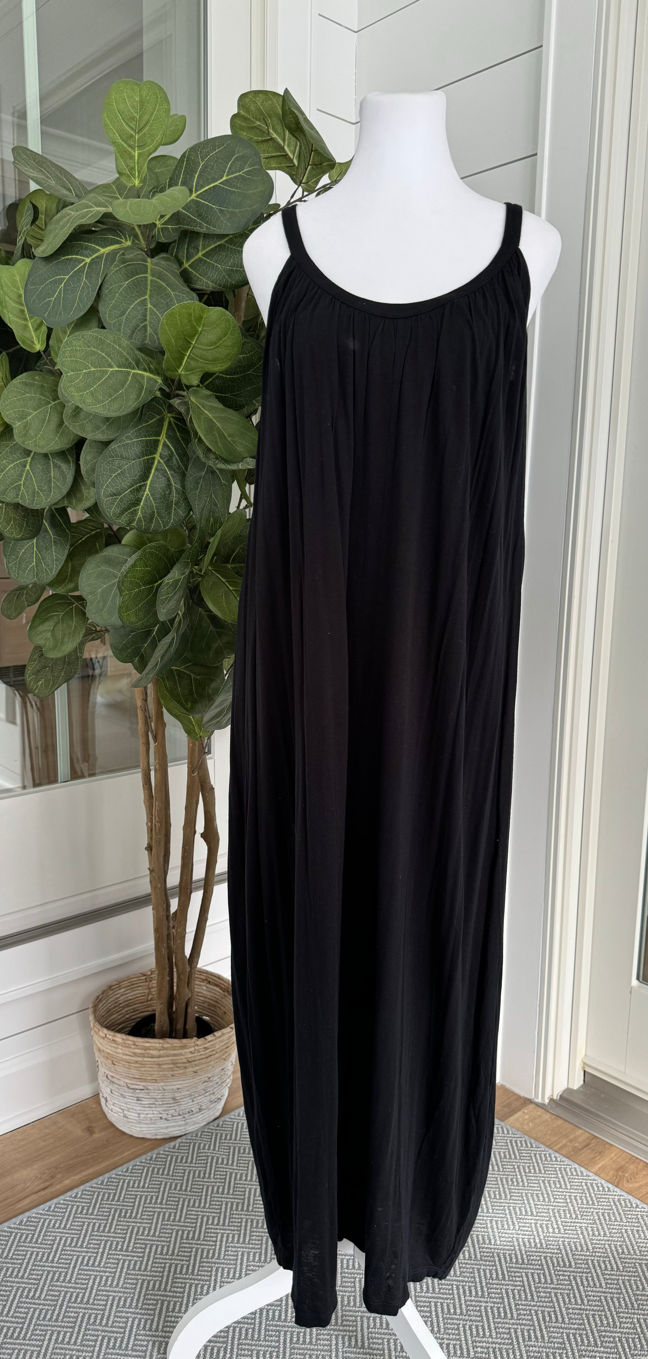 Velvet Strappy Dress, Black Womens Size S