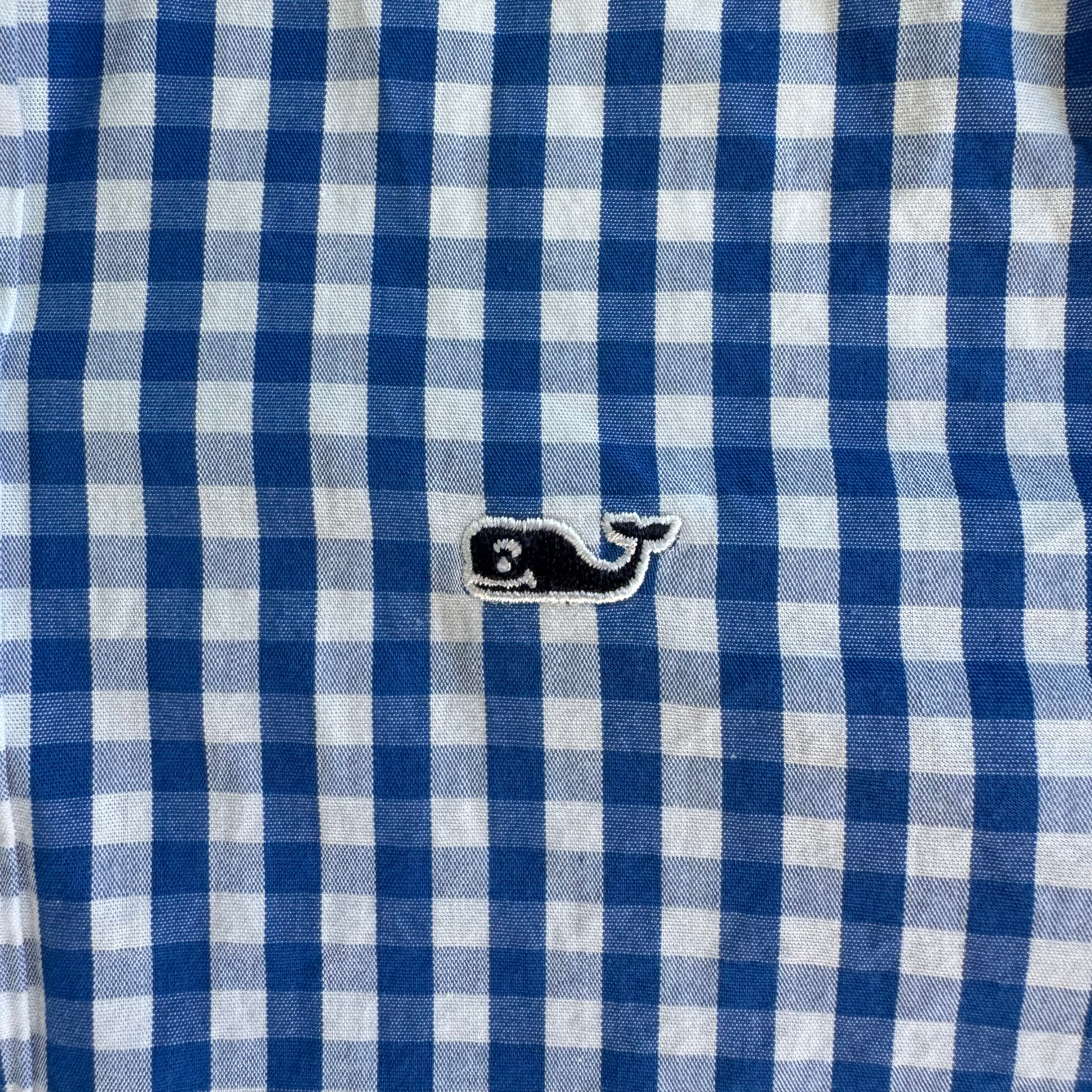 Vineyard Vines Button Down, Blue Check Boys Size 7