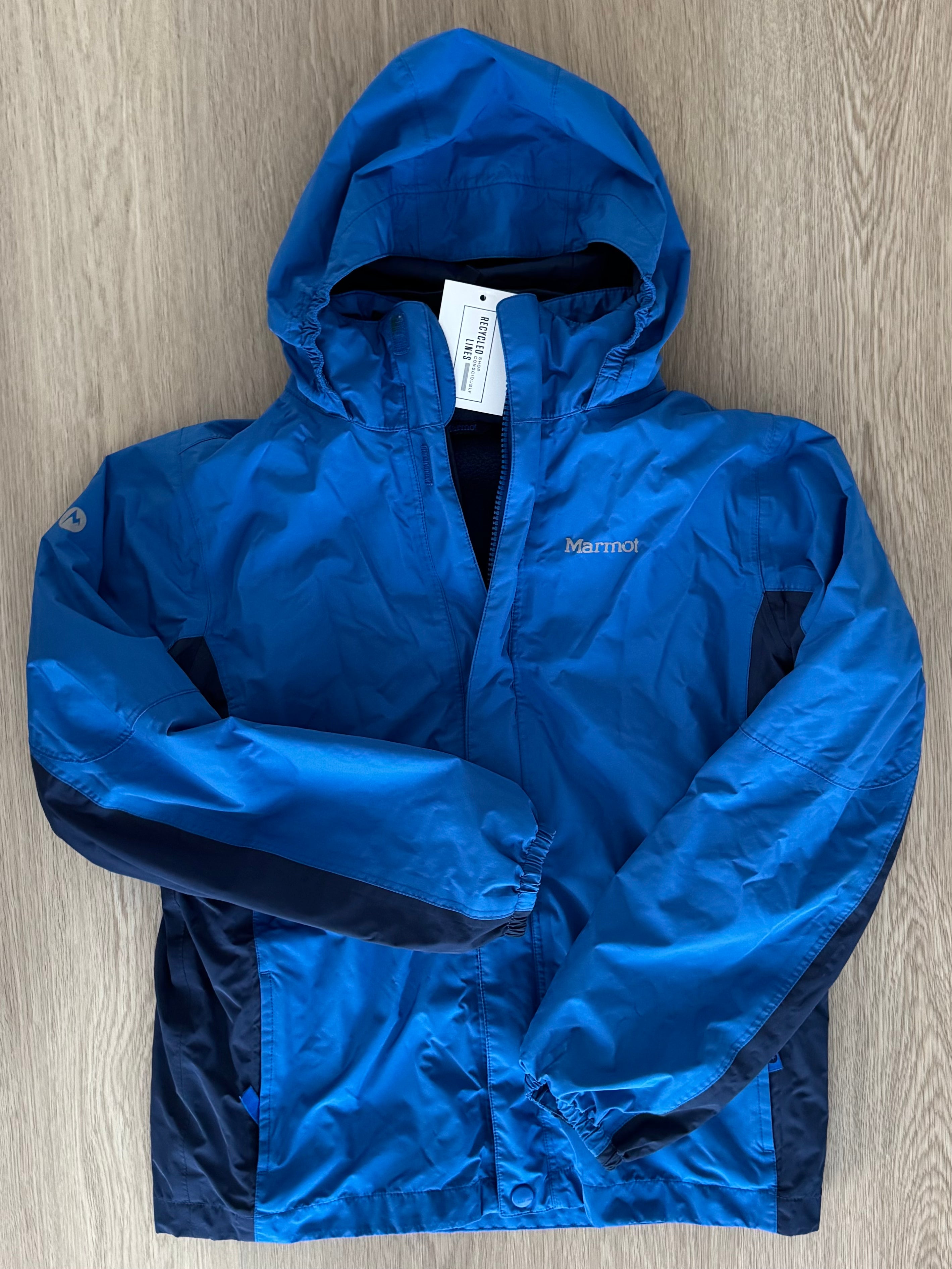 Marmot Ski Jacket with Zip In Fleece Jacket, Blue/Navy Boys Size L