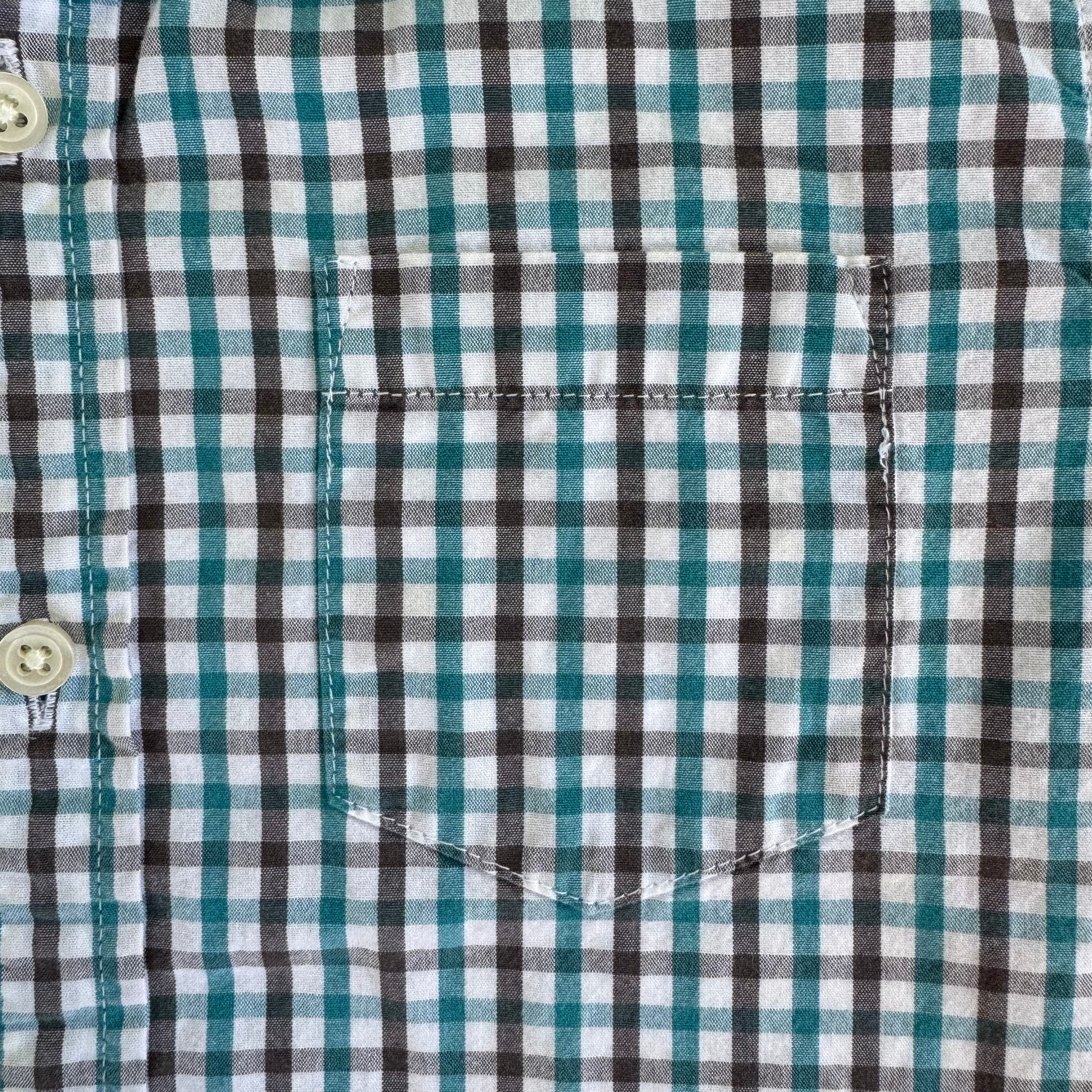 Crewcuts Button Down, Brown/Teal Boys Size 6/7