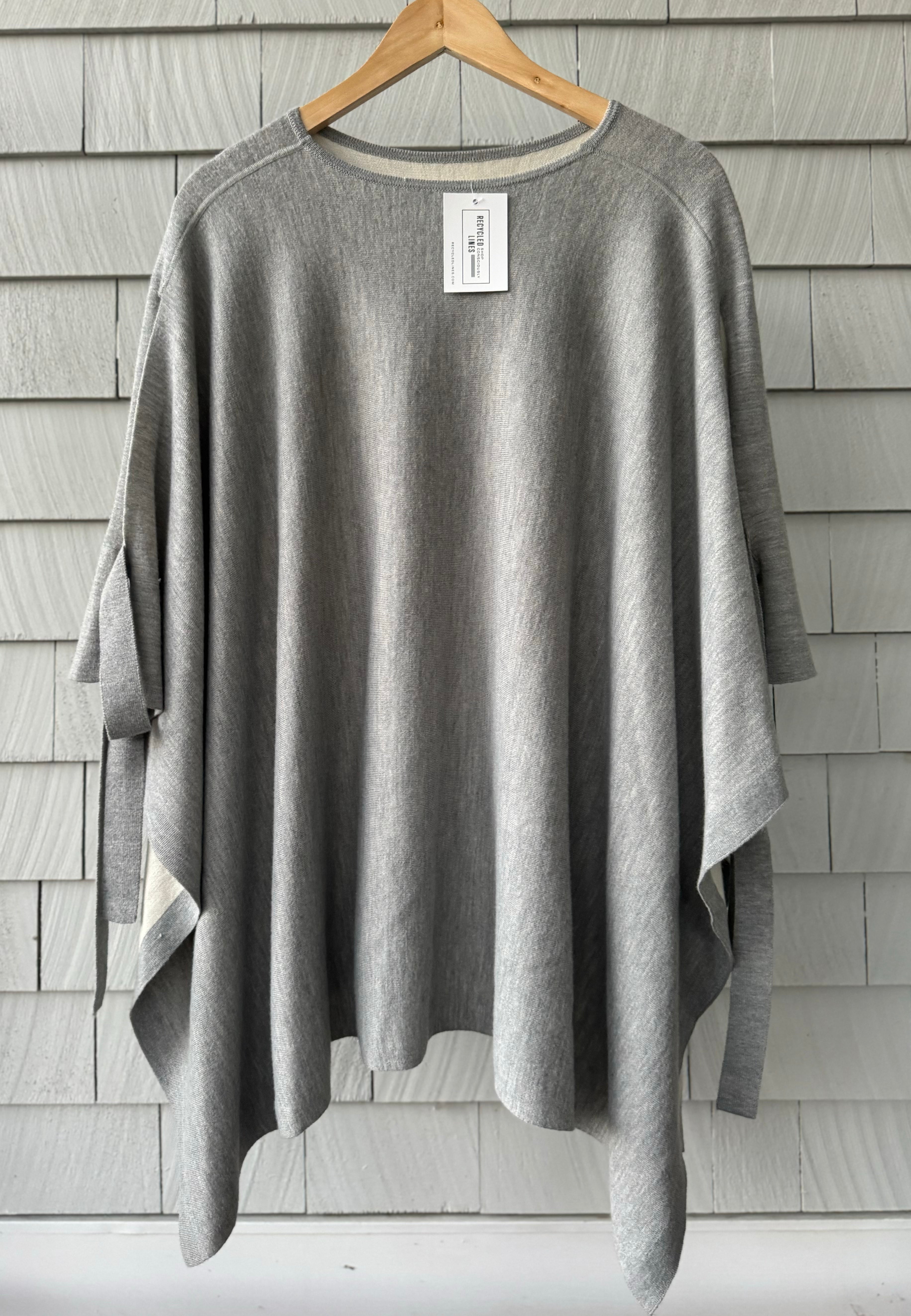 No Brand Reversible Poncho, Cream/Gray Womens O/S