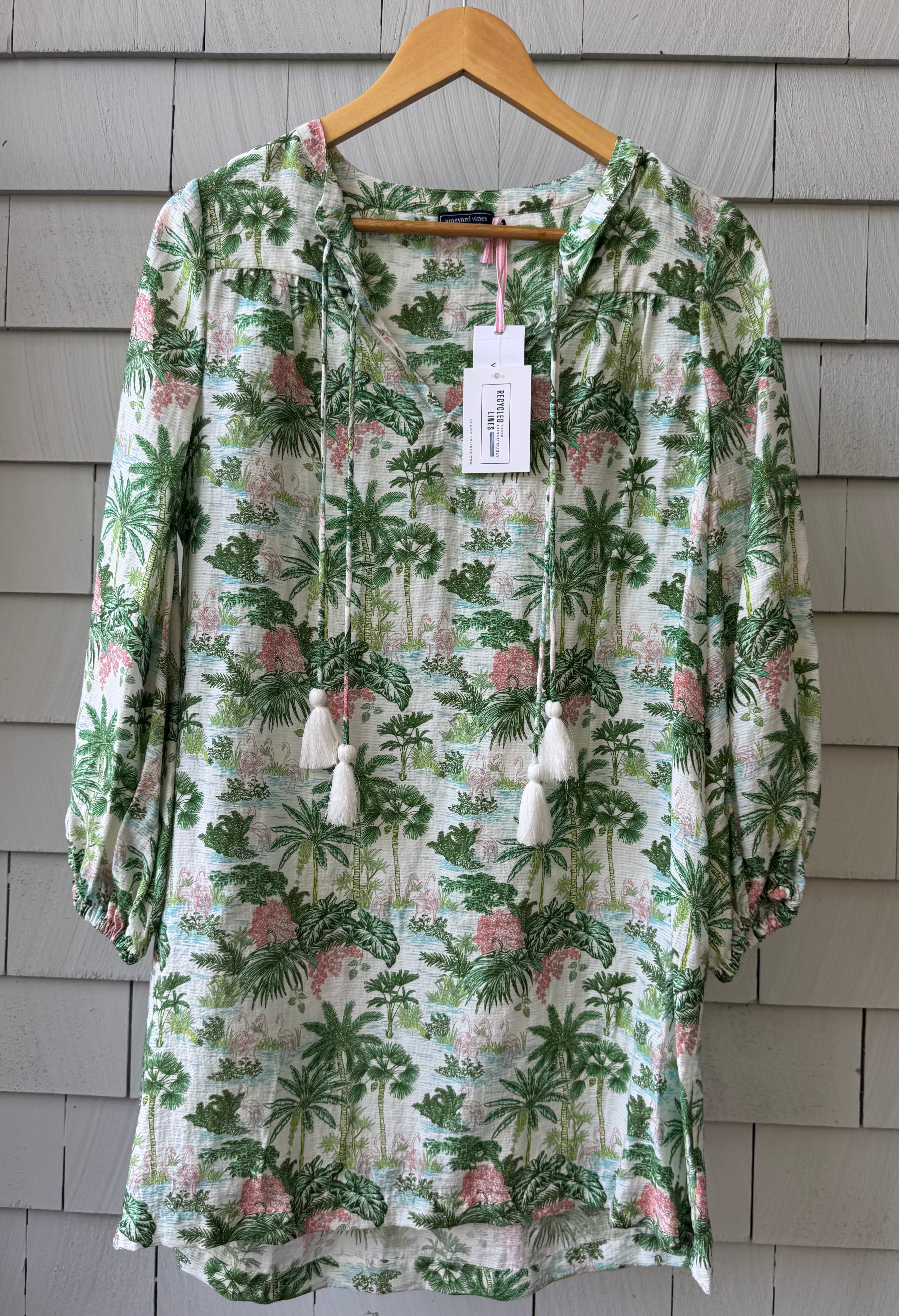 Vineyard Vines NWT Toile Coverup, Green/Pink Womens Size XS