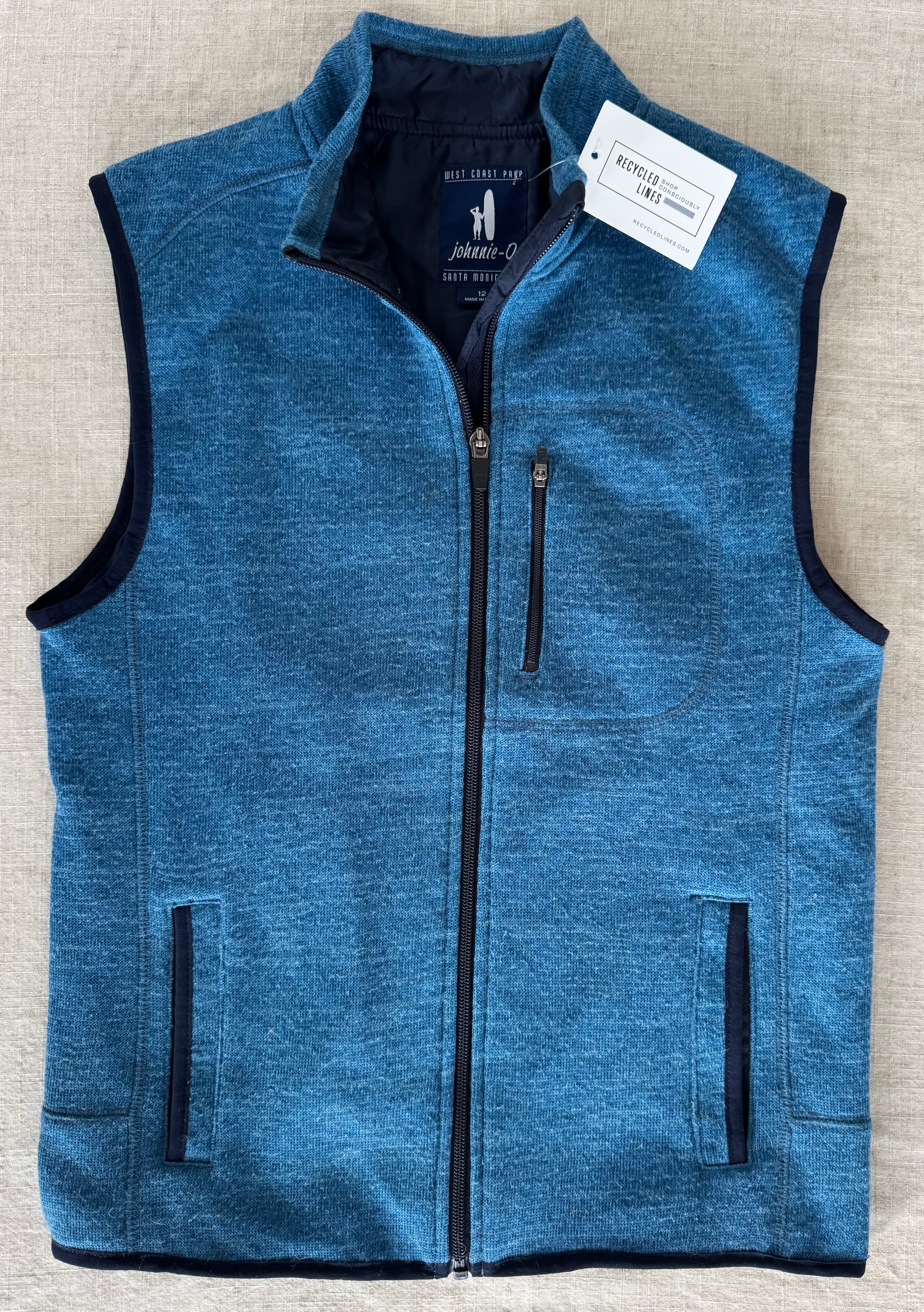 Johnnie-O Fleece Vest, Blue/Navy Boys Size 12