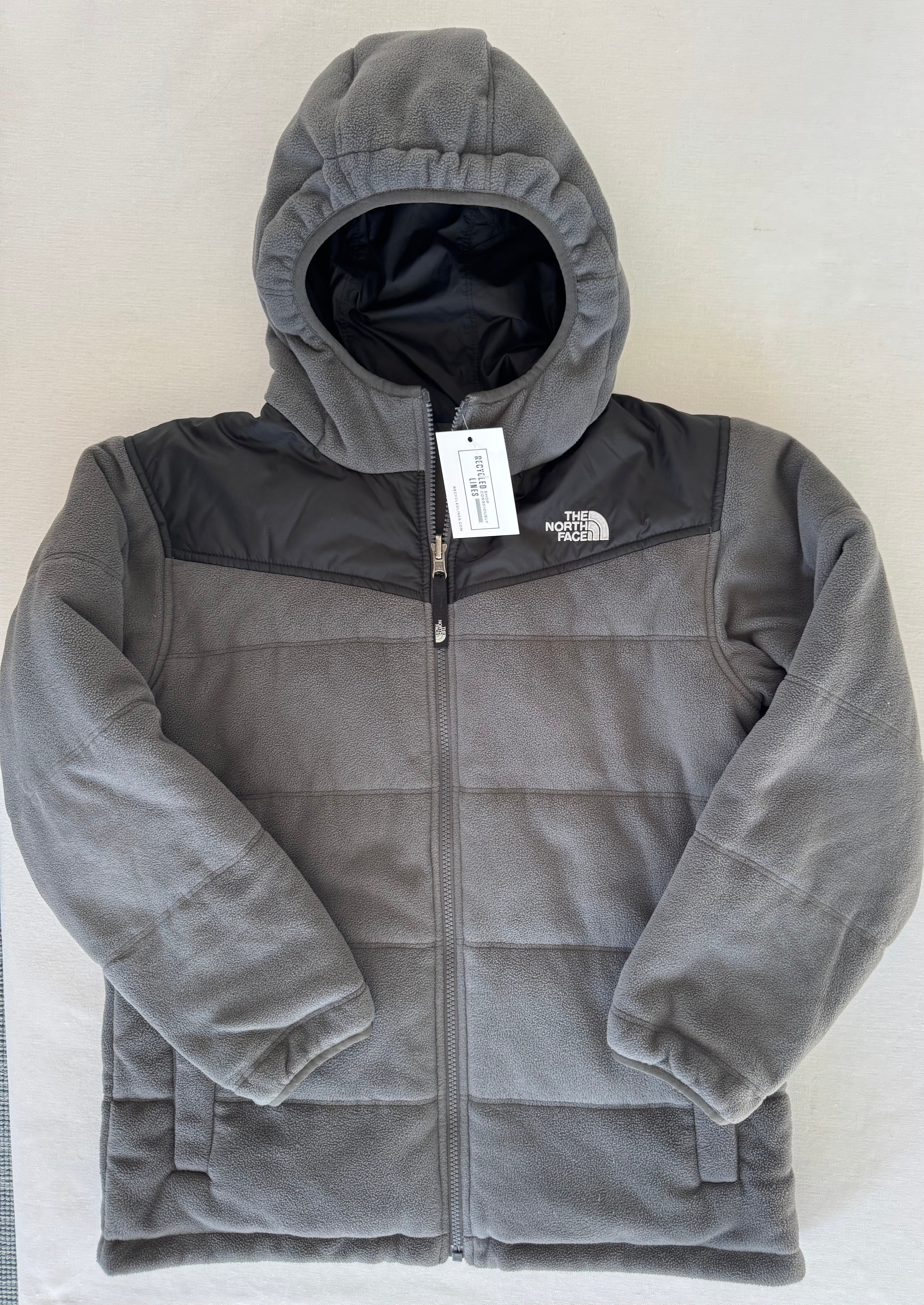 The North Face Fleece Puffer Jacket, Charcoal/Black Boys Size L (14/16)