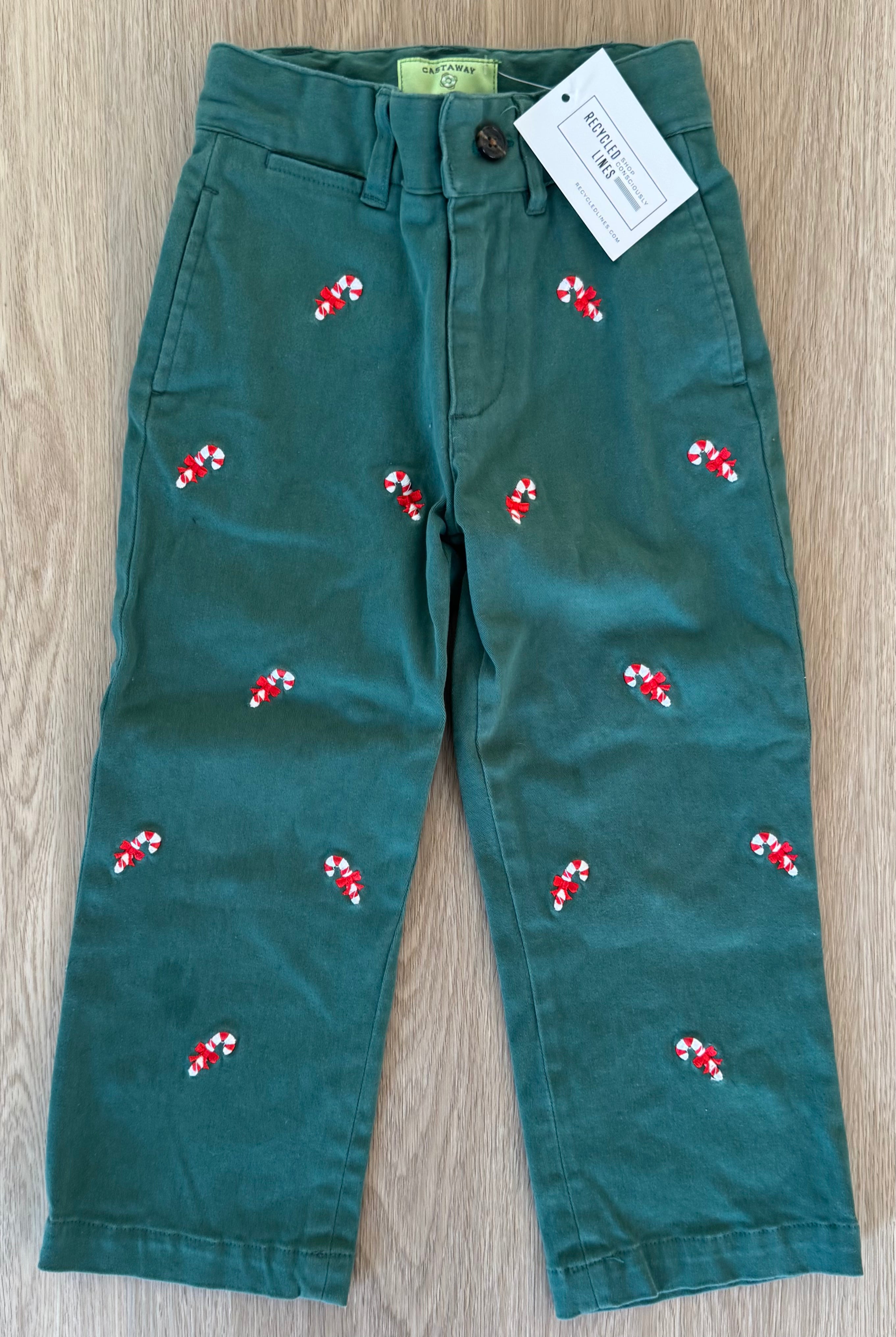Castaway Candy Cane Pants, Forest Boys Size 3